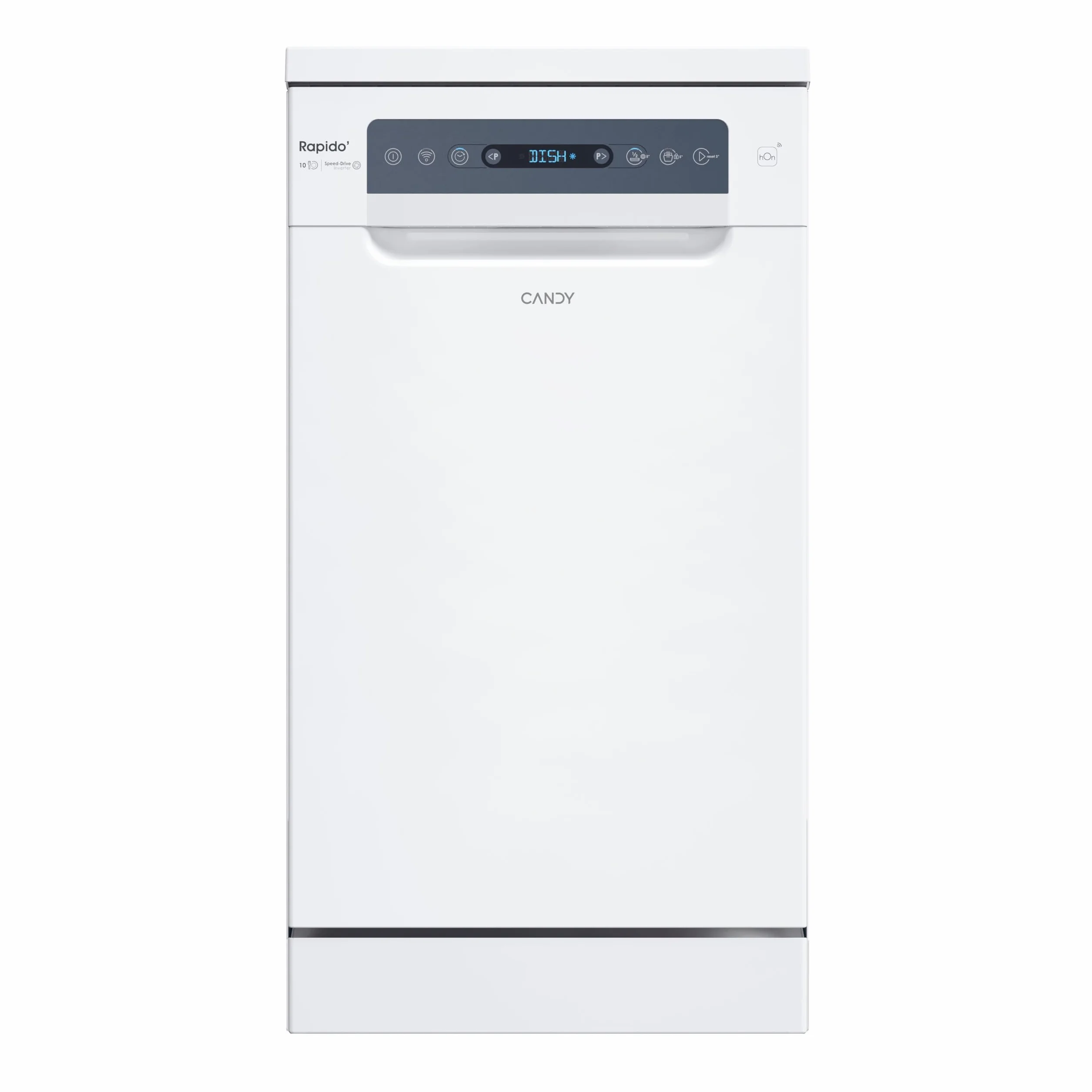 Candy Rapidò CF0C7SB0FW Lavavajillas 45 CM, 10 Servicios, Digital, Wi-Fi, 8 Programas, Tecnología Antibacterias, 47DB, Indicador Sal y Abrillantador, Cesto Superior Ajustable, Inicio Diferido, Blanco