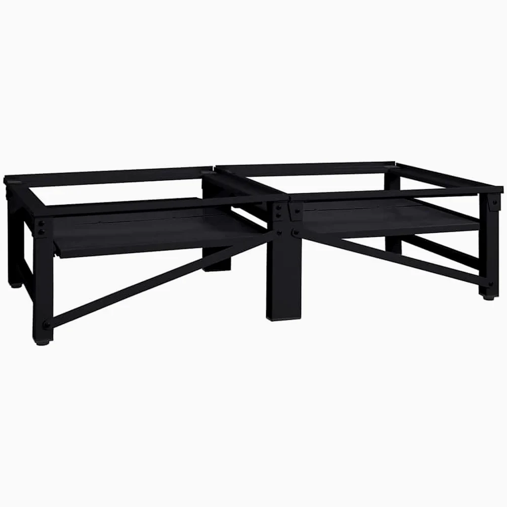 Pedestal de acero negro para lavadora, 124,5 x 61,5 x 32,5 cm, 2 piezas para lavandería con patas ajustables, antivibración y ergonomía mejorada