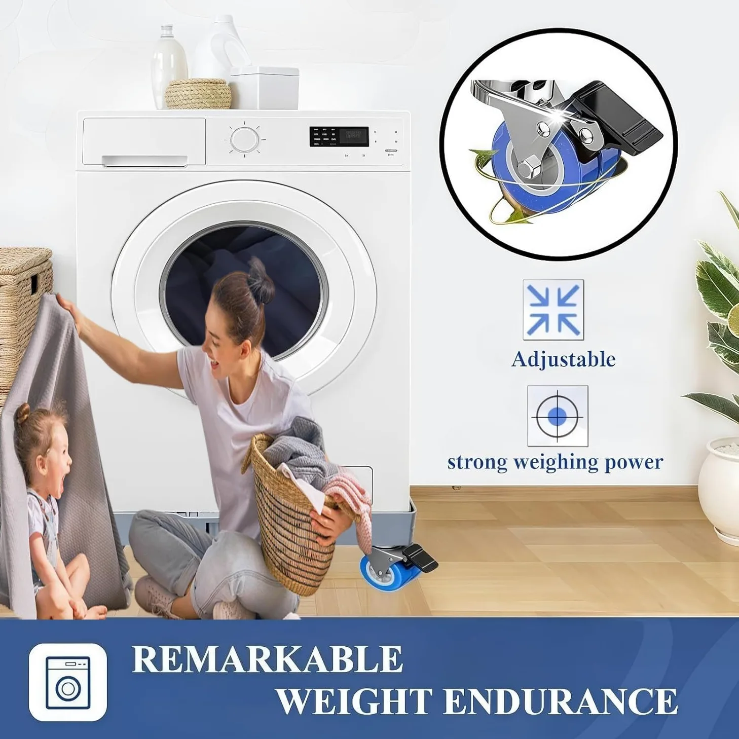 BeNisin Soporte antivibración para electrodomésticos: capacidad de carga de 1200 libras/ruedas giratorias bloqueables de 360°/tamaño ajustable (16-26 pulgadas) adecuado para mini refrigeradores