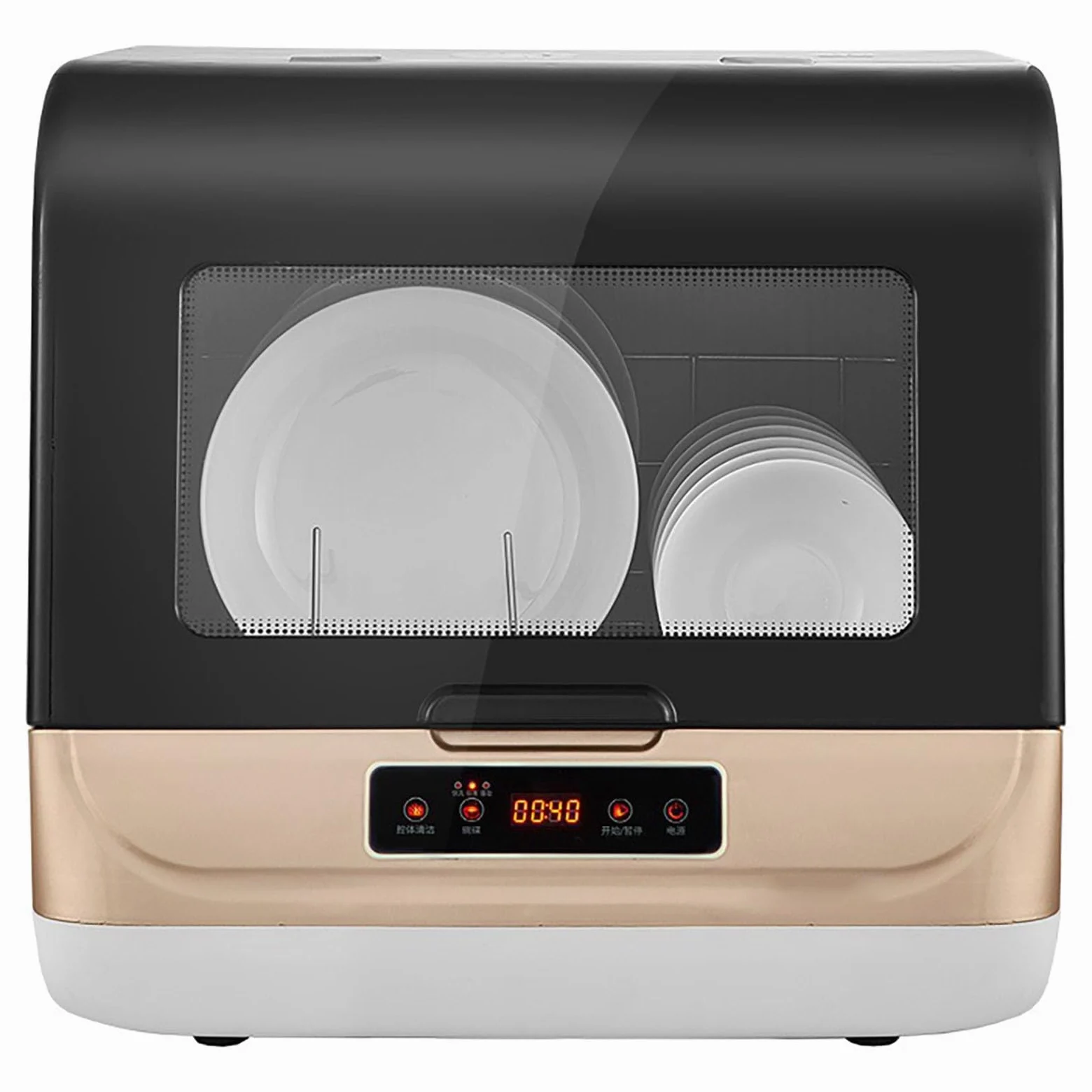Inteligente automático Mini lavavajillas doméstico,Lavavajillas de encimera,Pantalla LED,3 Programas,Desinfección 360 ° Limpieza,Cuidado de Bebés y lavado de Fruta