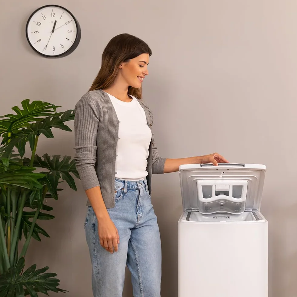 Cecotec Lavadora de Carga Superior de 8Kg Bolero DressCode Top Max 80 Inverter A. 1900W, 1300 rpm Programables, 16 Programas, Bajo Consumo, Motor Inverter Plus, Limpieza a Vapor, DelayStart