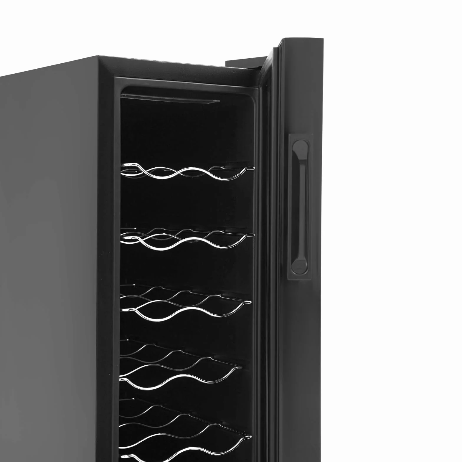 Nevera para vino, 12 botellas, 33 litros, con patas ajustables con luz LED, minibar, con puerta de cristal