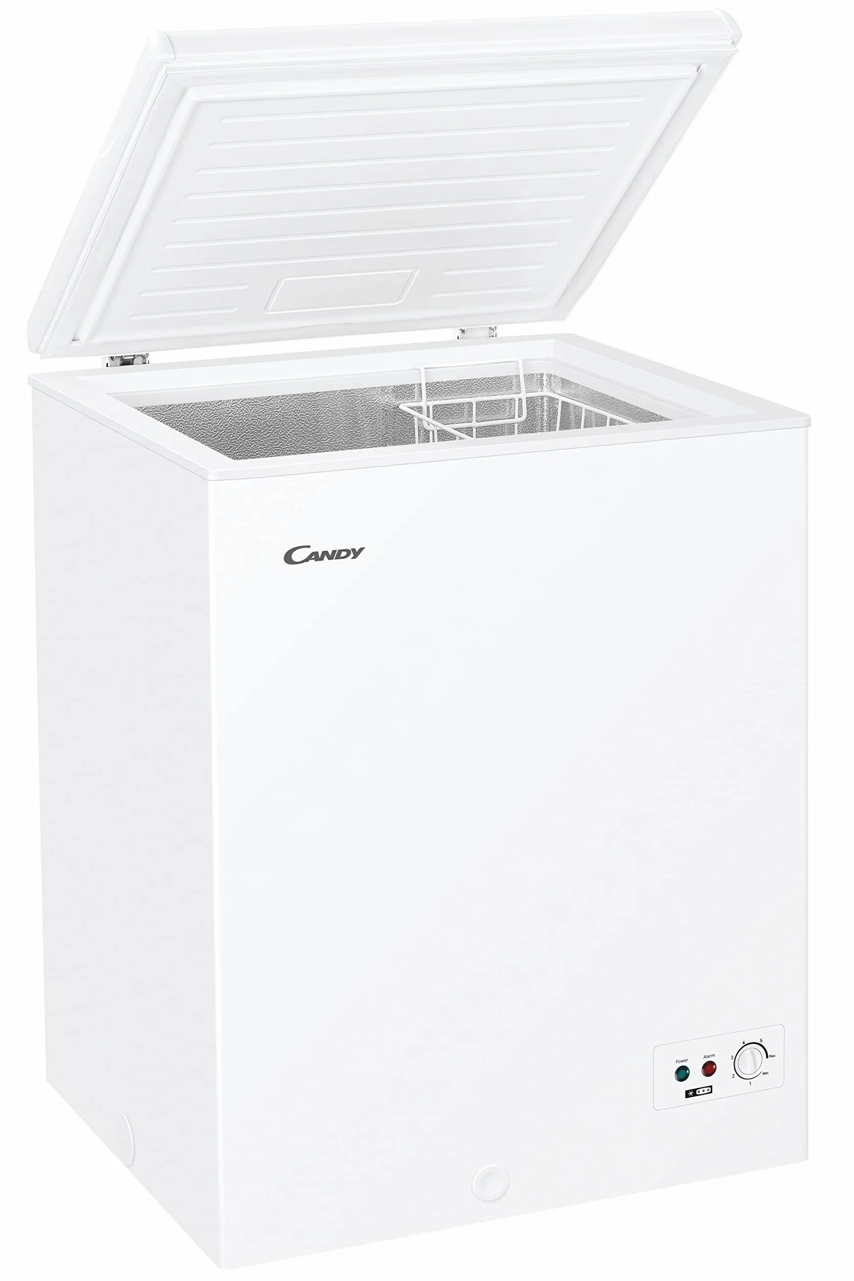 Candy CCHH 145, Congelador Arcón Horizontal, 63CM, 137L, 1 Cesto, Control Electrónico Externo, Indicador de Temperatura, Alarma Aumento de Temperatura, 39DB, Blanco