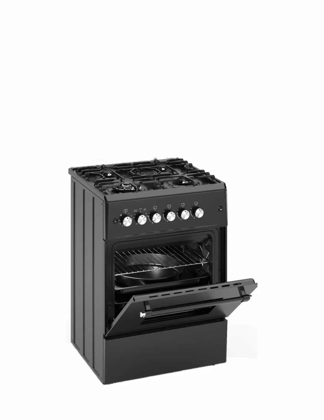 ALPHA Cocina de Gas VULCANO ELITE-60 Negro Mate. Encendido Automático, Wok.