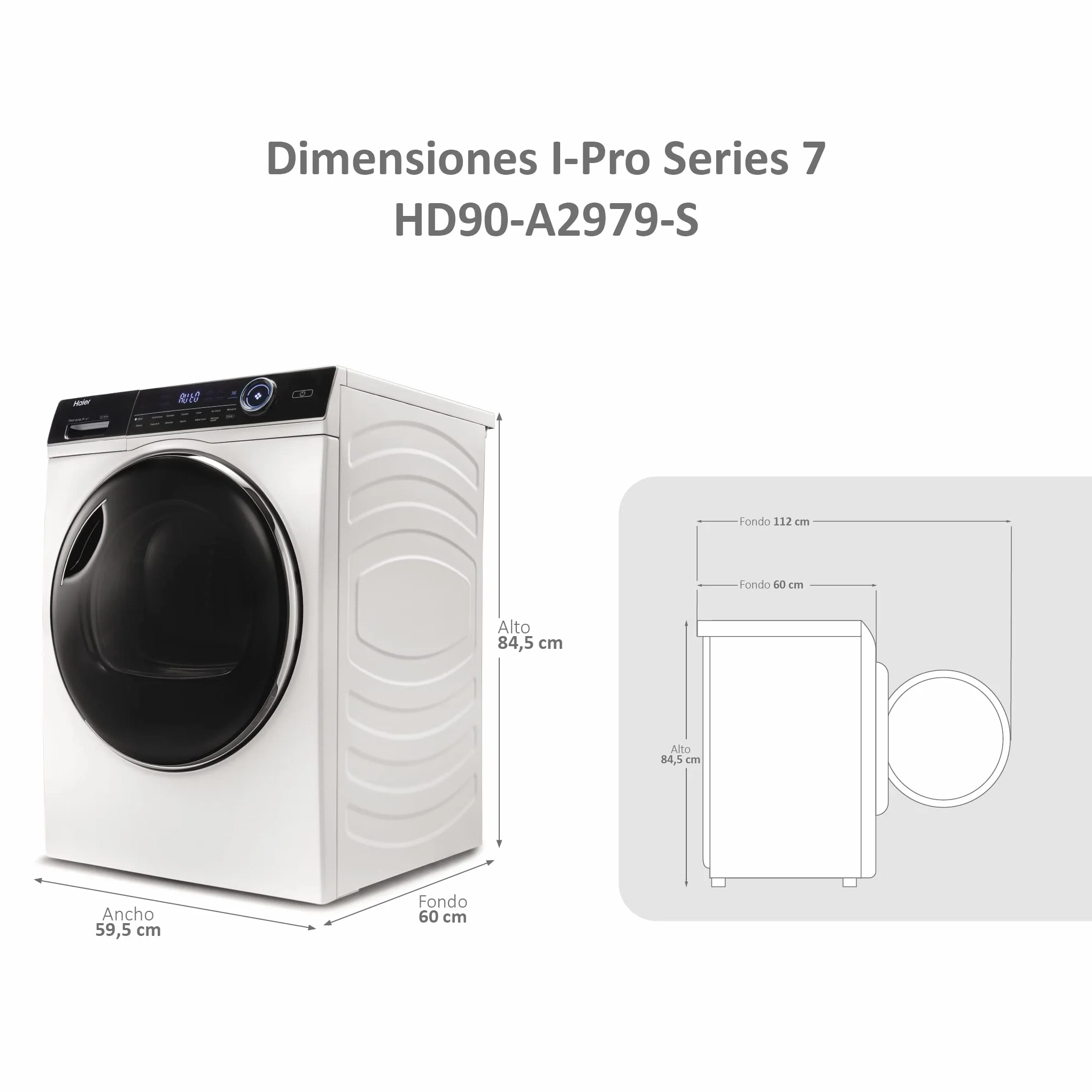Haier I-Pro Series 7 Secadora con Bomba de Calor 9KG Función Vapor I-Refresh Motor Inverter 14 Programas