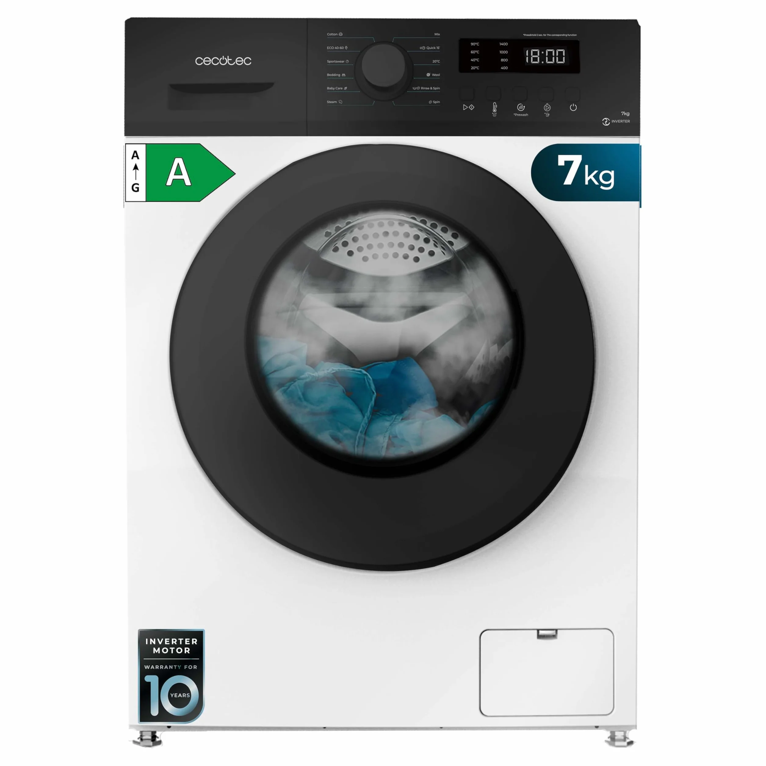 Cecotec Bolero Dresscode 7150 Lavadora Carga Frontal 7 Kg 1400 RPM Inverter A