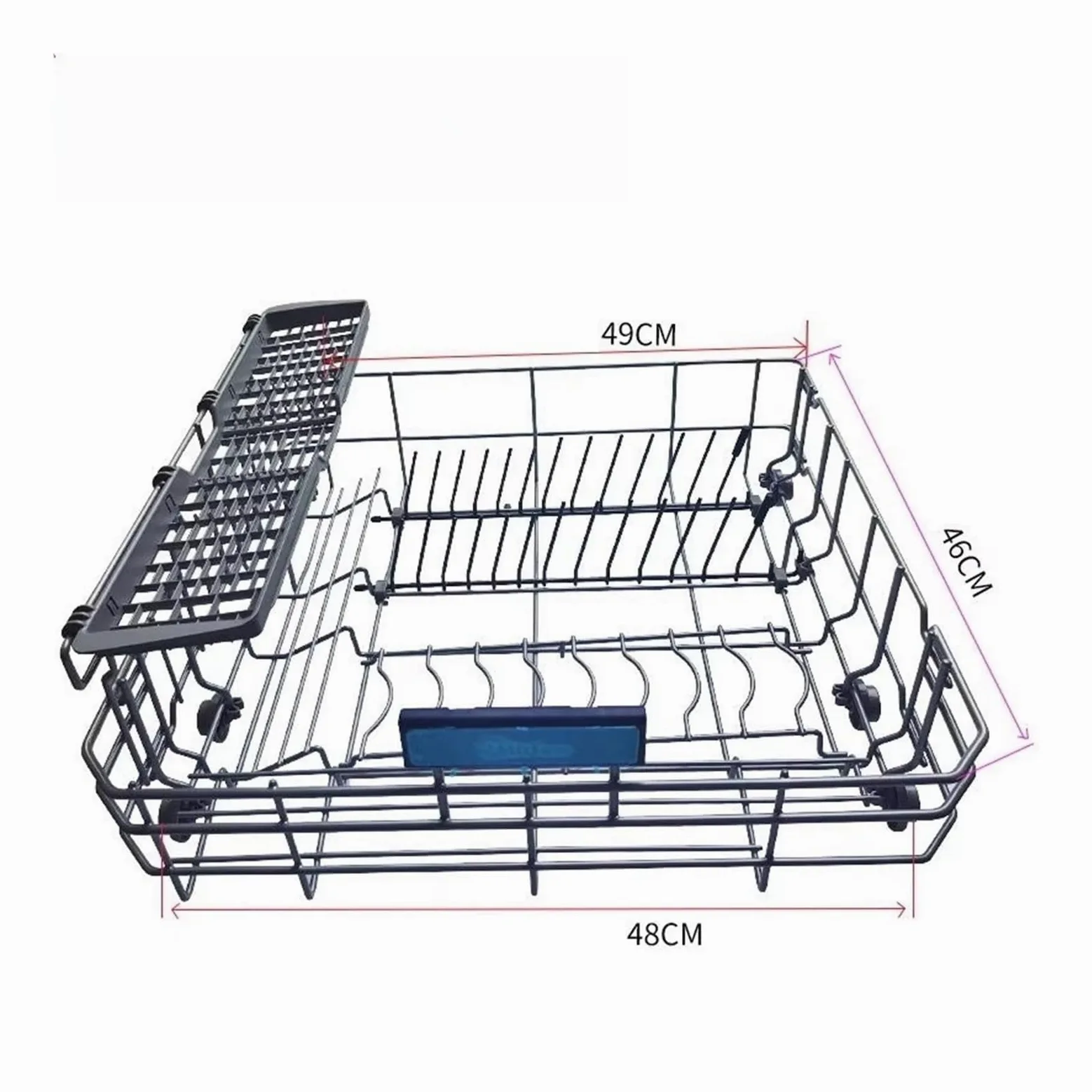 Compatible Con Midea, Cesta De Repuesto For Lavavajillas Con Tirador Azul, Cesta For Cubiertos For Lavavajillas