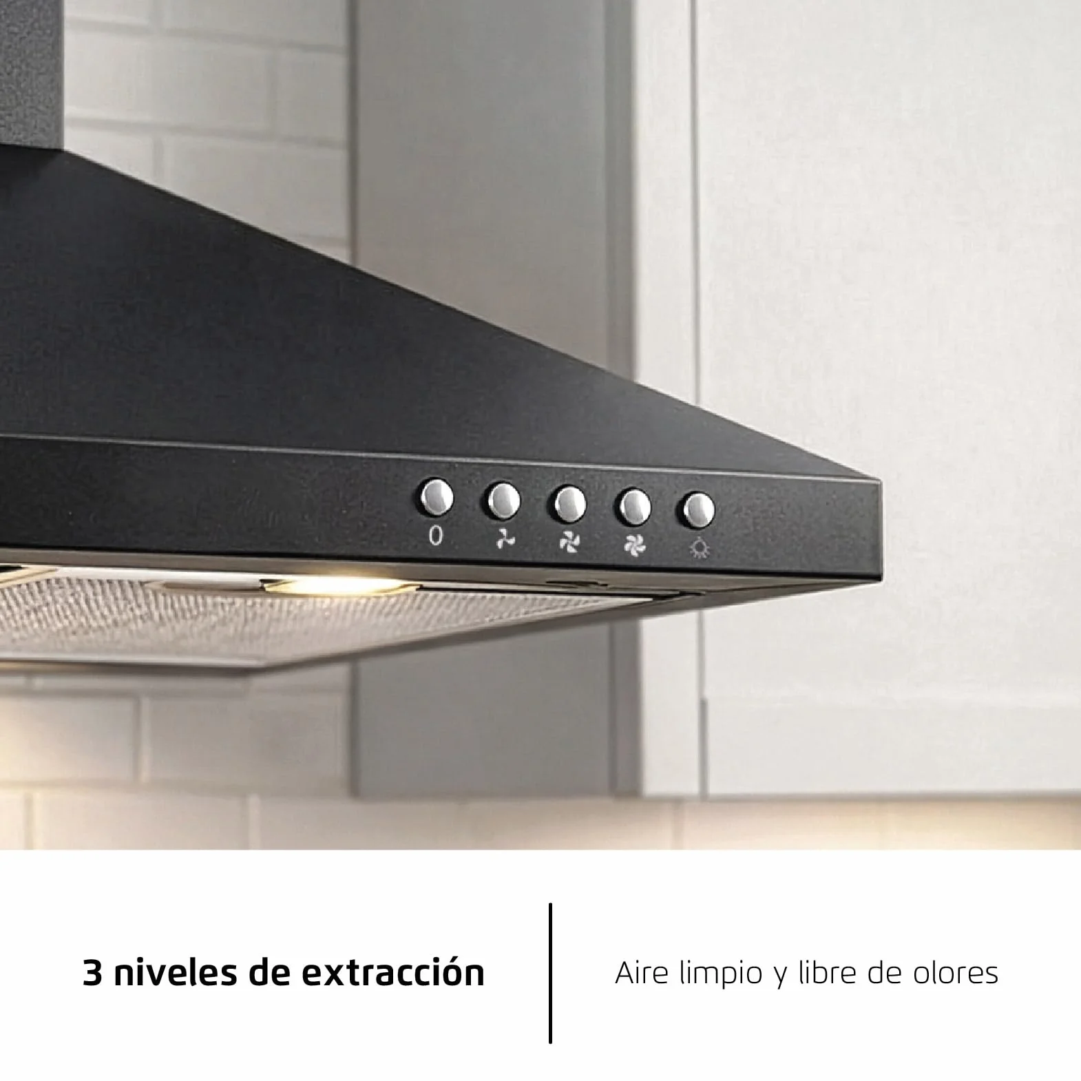 Corberó Campana Extractora Pirámide 60 cm TEIDE636N 375.4 m3/h Negro