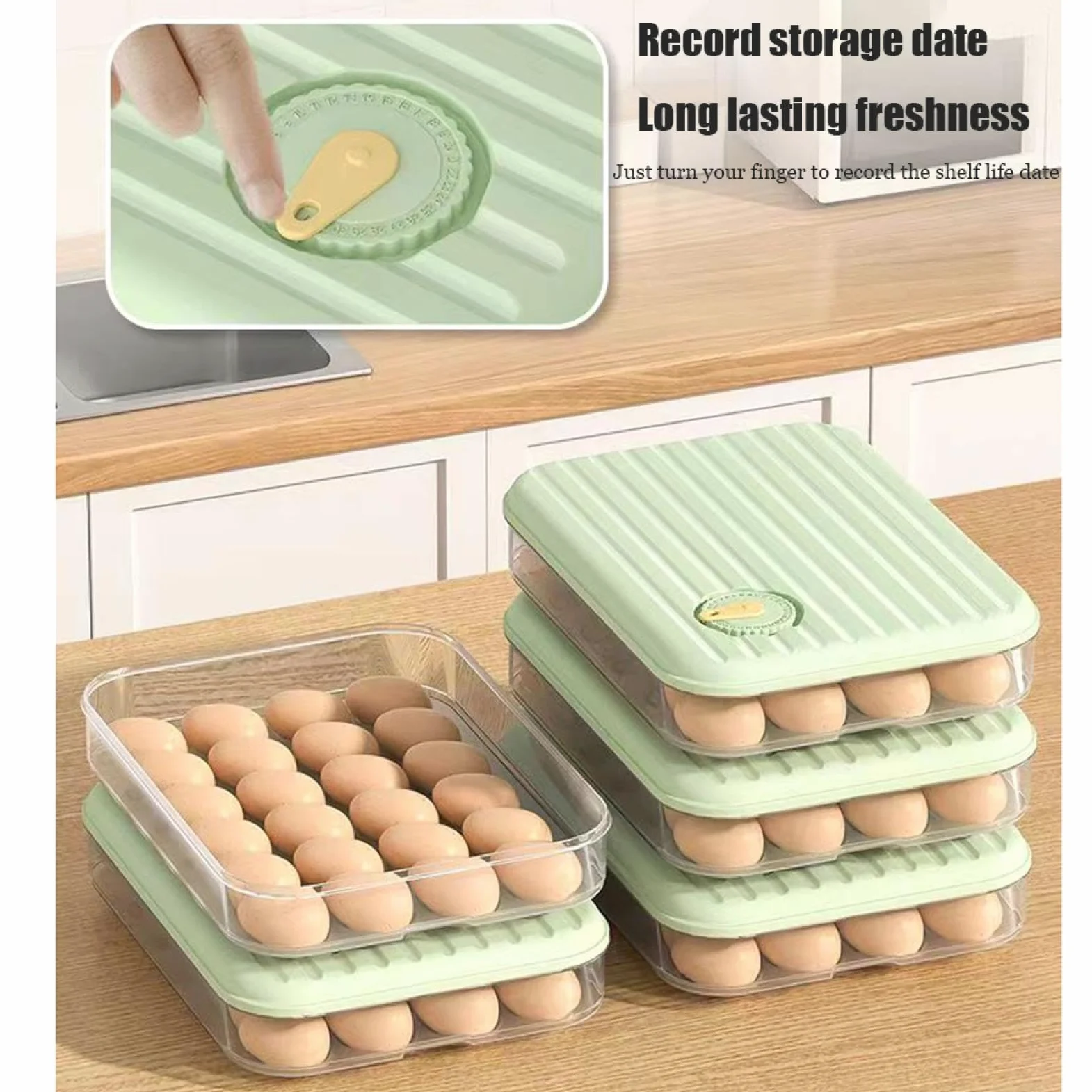 Caja de Almacenamiento de Huevos de 24 Rejillas,Soporte para Huevos para refrigerador,Almacenamiento de Huevos para encimera,Organizador de Huevos,Dispensador de Huevos para refrigerador