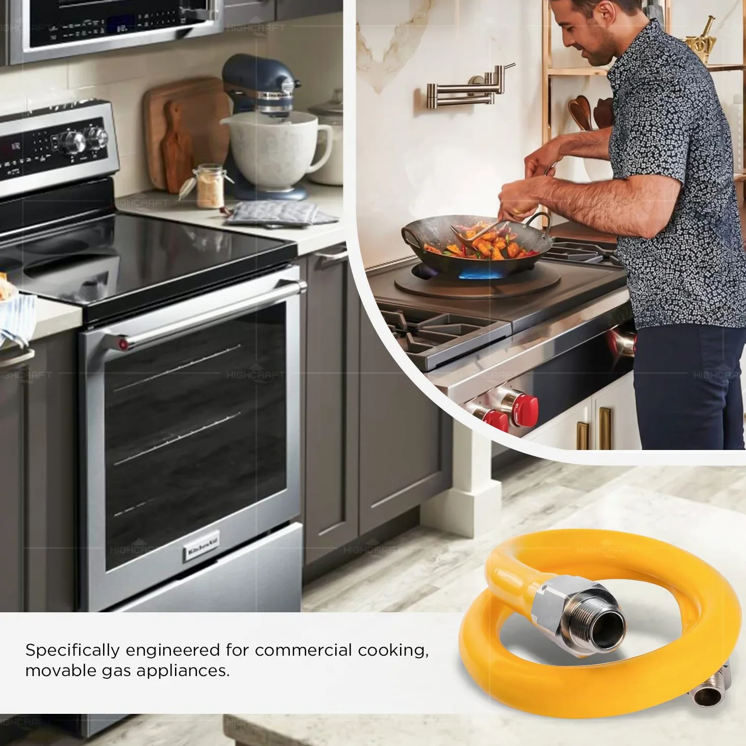 ftgc-bl34 – 36 N 36 Inch Flexible de largo servicio de alimentos con revestimiento de PVC Conector de Gas con interior de 3/4 pulgadas de diámetro y 3/4 pulgadas x 3/4 pulgadas MIP conecta, tubo de acero inoxidable trenzado, resistencia a la corrosión
