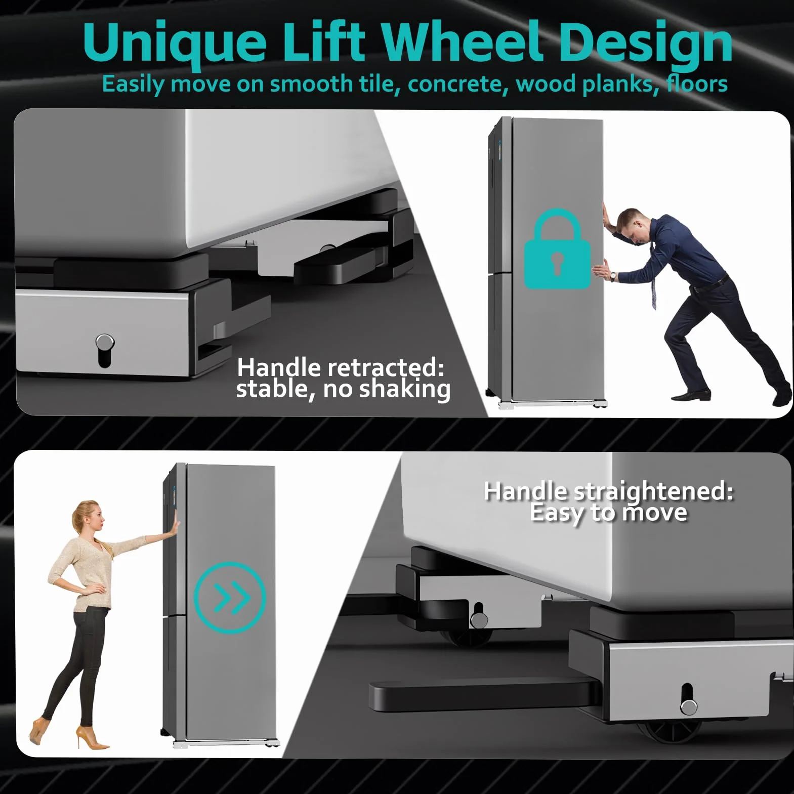Soporte Universal para Lavadora con Ruedas,Base para Lavadora,Ruedas para Lavadora,50 a 80cm Ajustable,Apto para Lavadoras, Frigoríficos, Sofás y Armarios. Puede soportar 300 kg (Blanco)