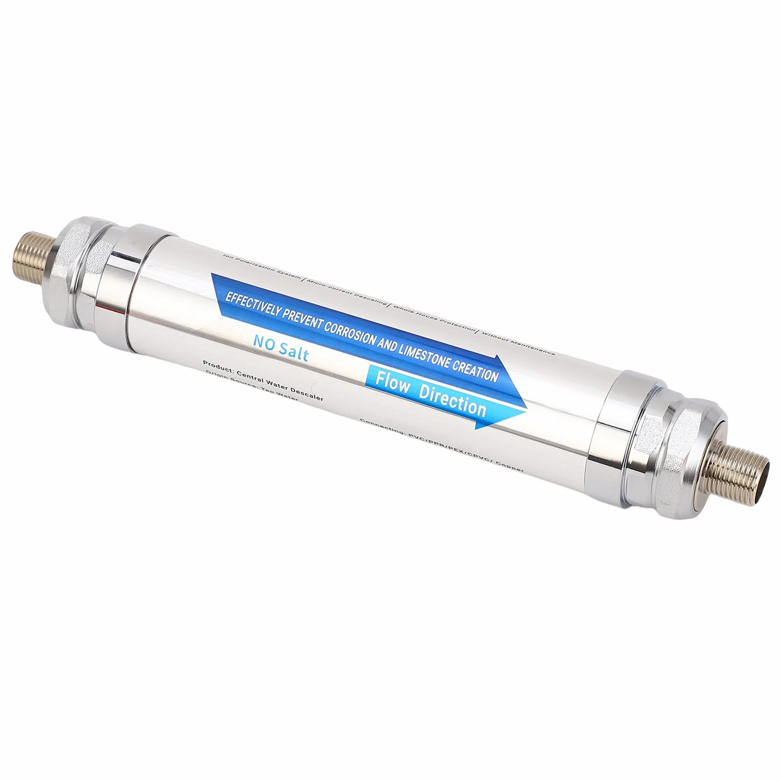 Cocoarm Ablandador de Agua, Descalcificador de Agua de Acero Inoxidable, Tecnología Magnética, Evita la Acumulación de Incrustaciones, Diseño Compacto para Uso en Toda la Casa (Acero inoxidable 2)