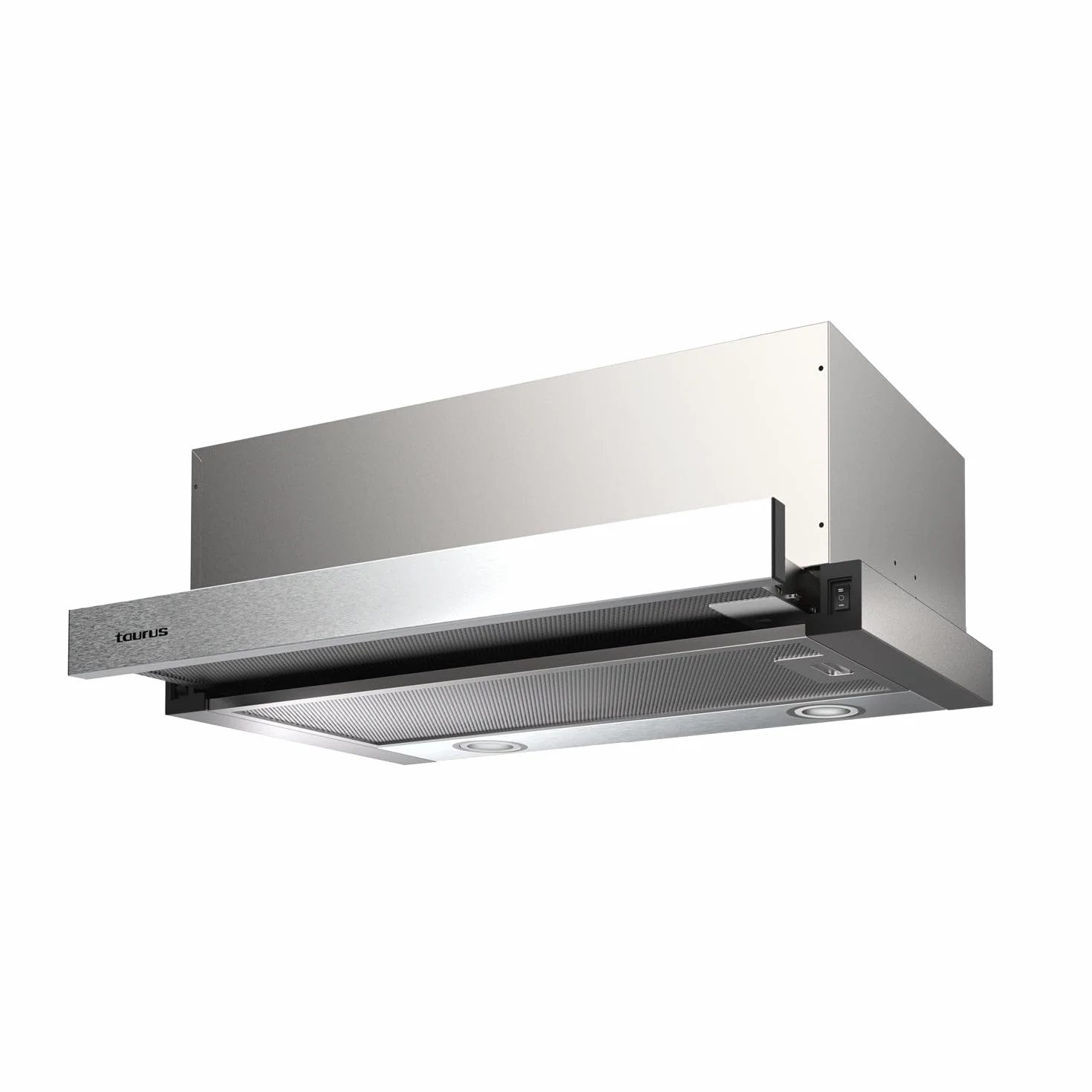Taurus TS60IXAL - Campana extractora, telescópica, acero inox, 2 velocidades, LED, 60 cm ancho, 65W, extracción 380m3/h, filtros aluminio multicapa lavables