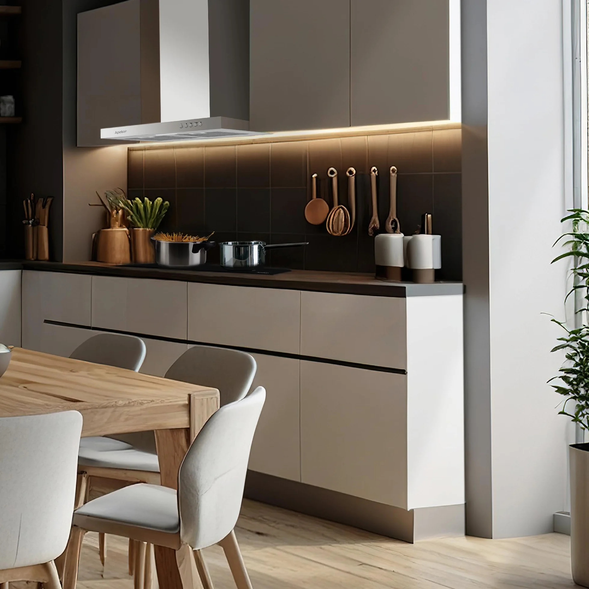 Apelson Campana extractora Cocina TALIA 601 X/A, 3 Niveles, Control Mecánico, Capacidad 301 m3/h, Silenciosa 60 dB, LED, Filtros Lavables, Consumo 67W Acero Inox