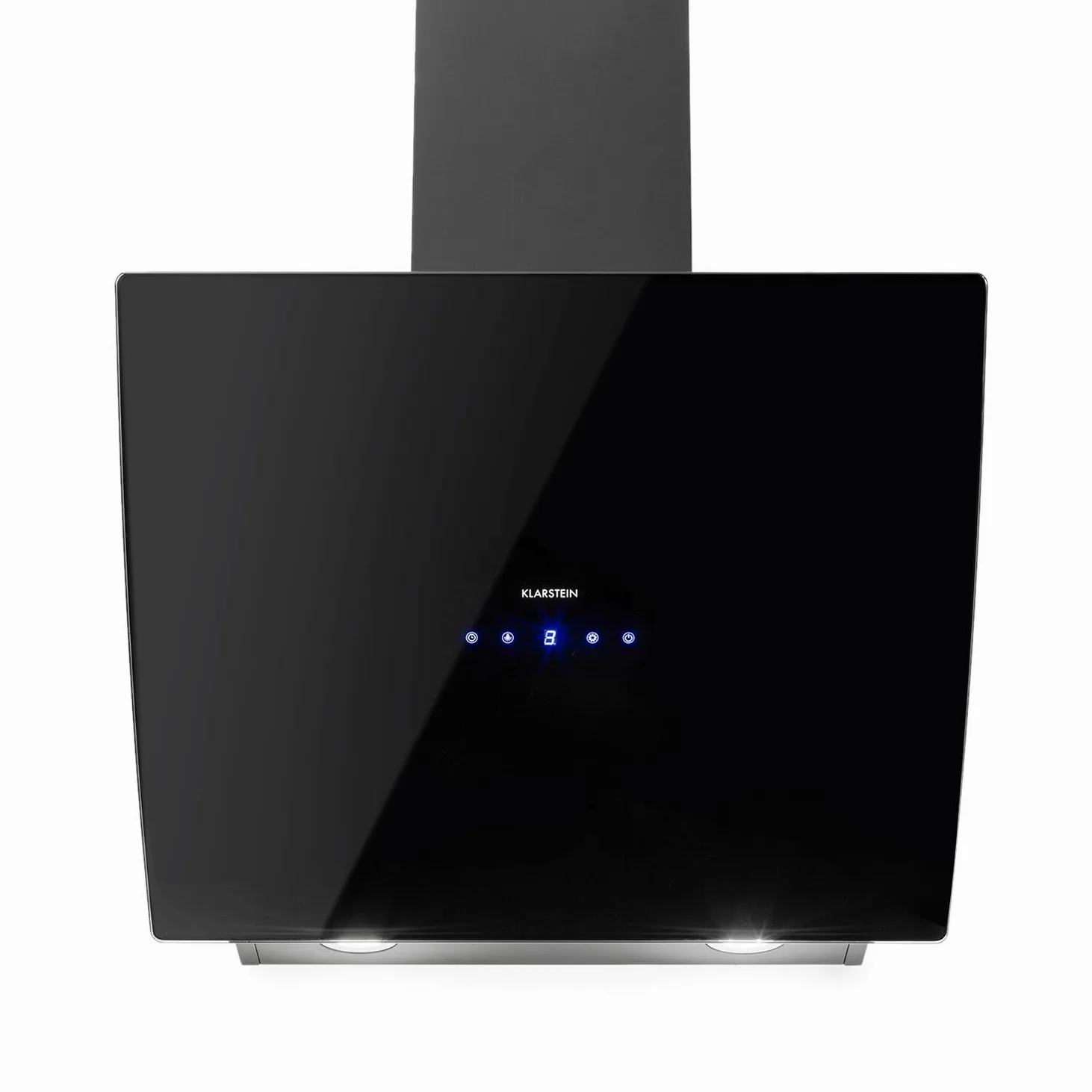 Klarstein Annabelle 60 - Campana extractora de humos, Extractor de pared, Absorción y ventilación, 3 niveles, Absorción de 595 m³/h, Acero inoxidable, Autoapagado, 2 filtros de carbono, Negro