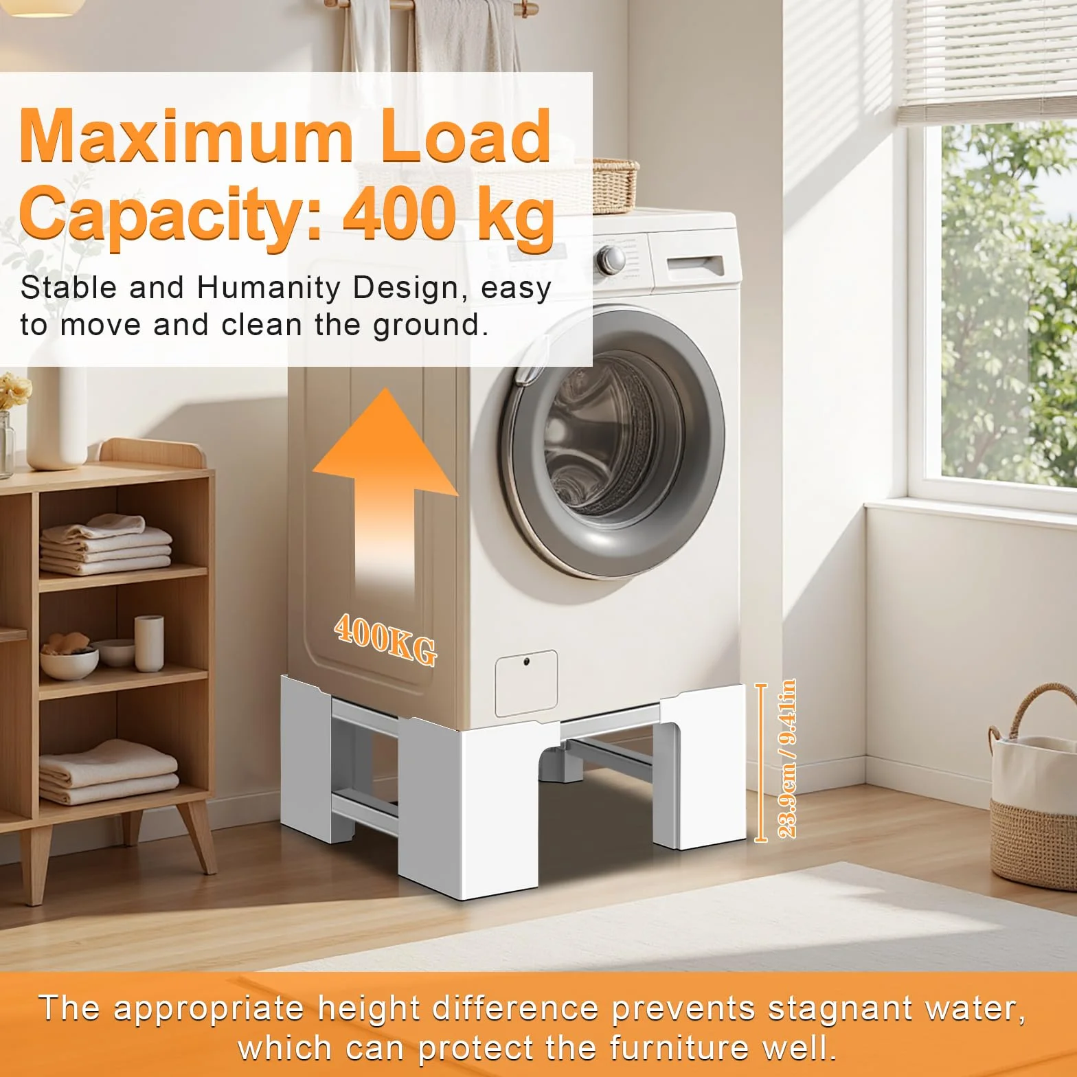 NIUXX Soporte Ajustable para Lavadoras: Base Ajustable para Muebles Pesados - 400 kg, para 46-69 cm Frigorífico/Secadoras, Soporte Lavadora Altura 23.9 cm