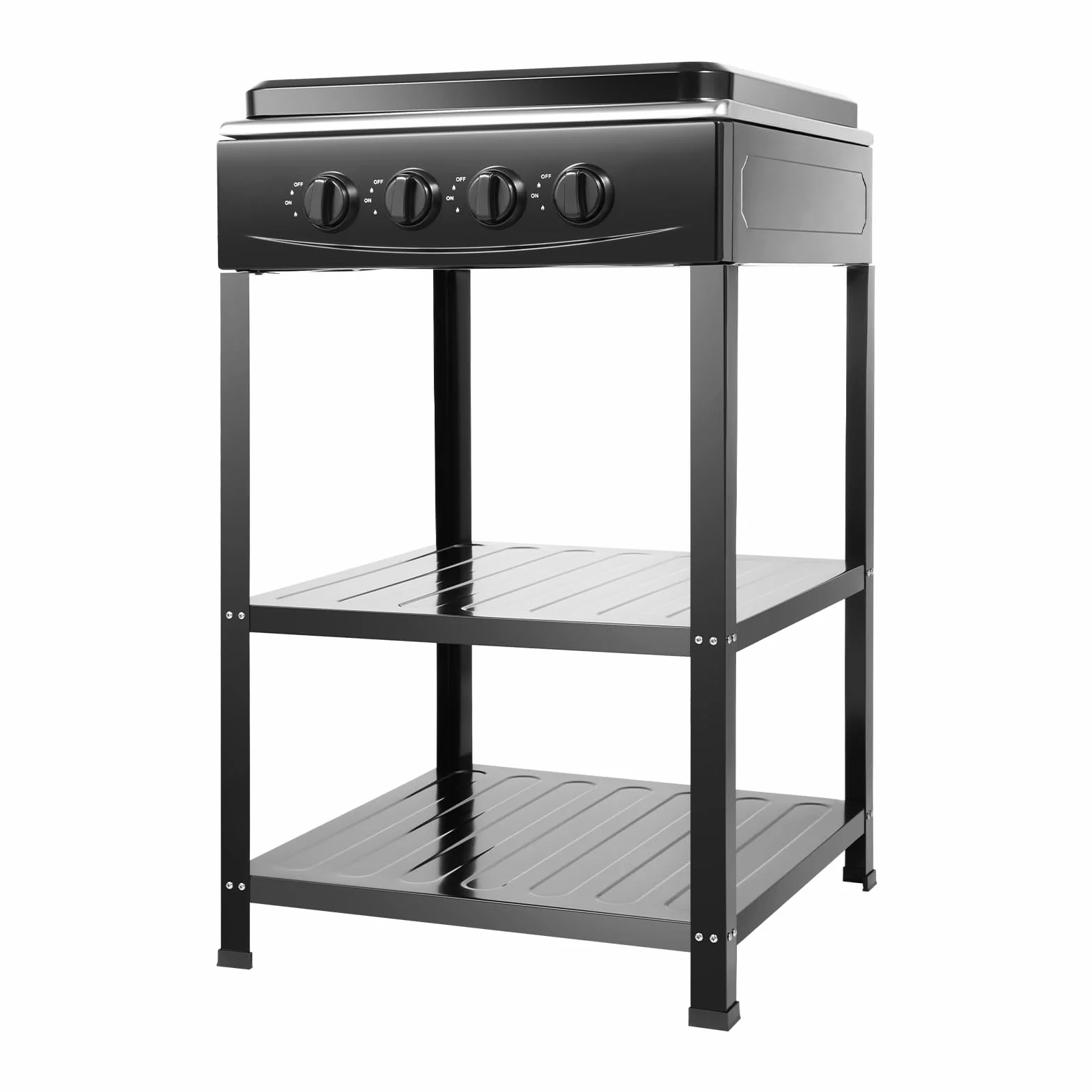 Cocina de gas con 4 fuegos, hornillo de gas de 4 quemadores, cocina de gas independiente, cocina de gas de 4 fuegos con botones giratorios NG LPG, marco de hierro, 49 x 49 x 79 cm, cocina, hogar