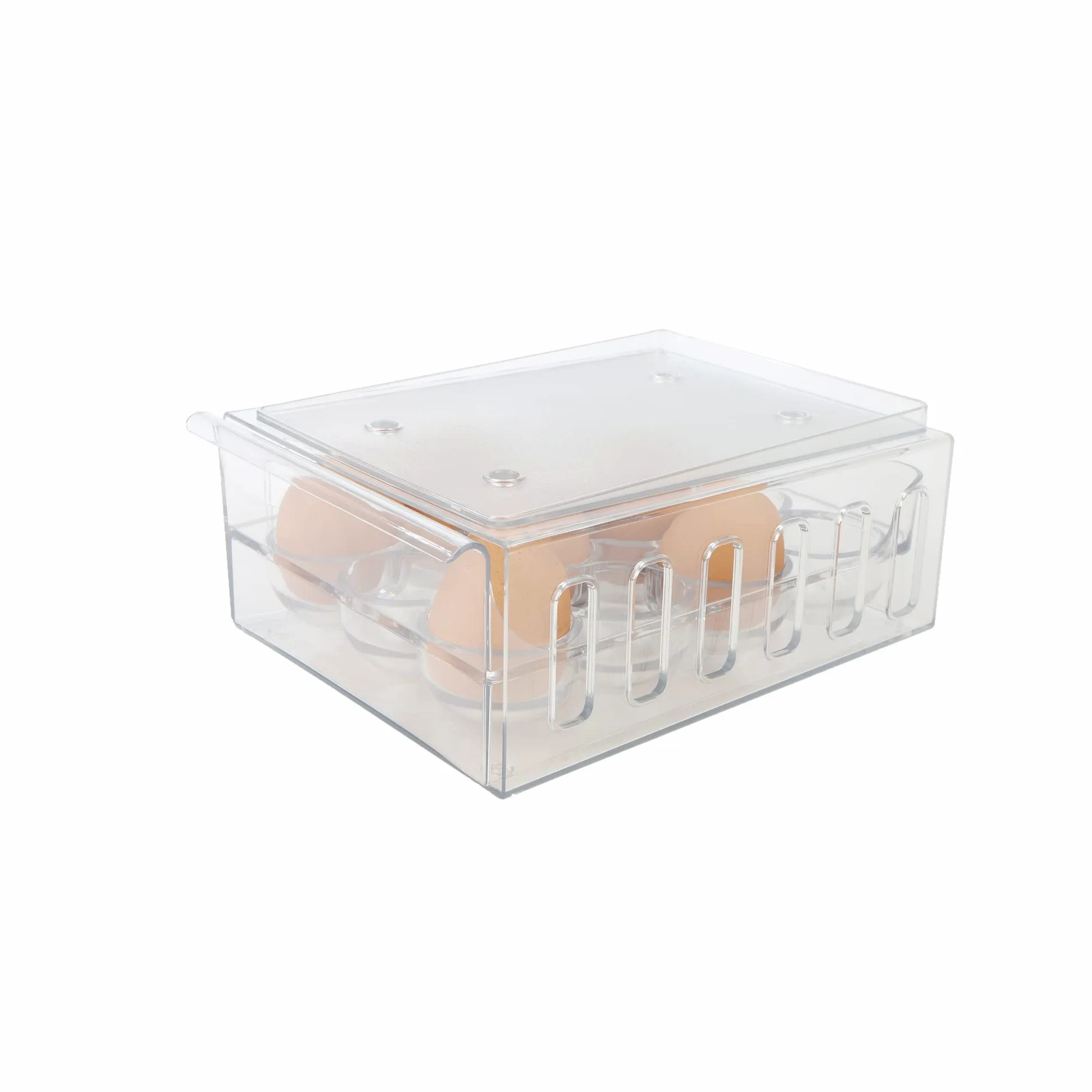 Mind Reader STEGG12-CLR - Cajón apilable para almacenamiento de huevos, plástico, transparente