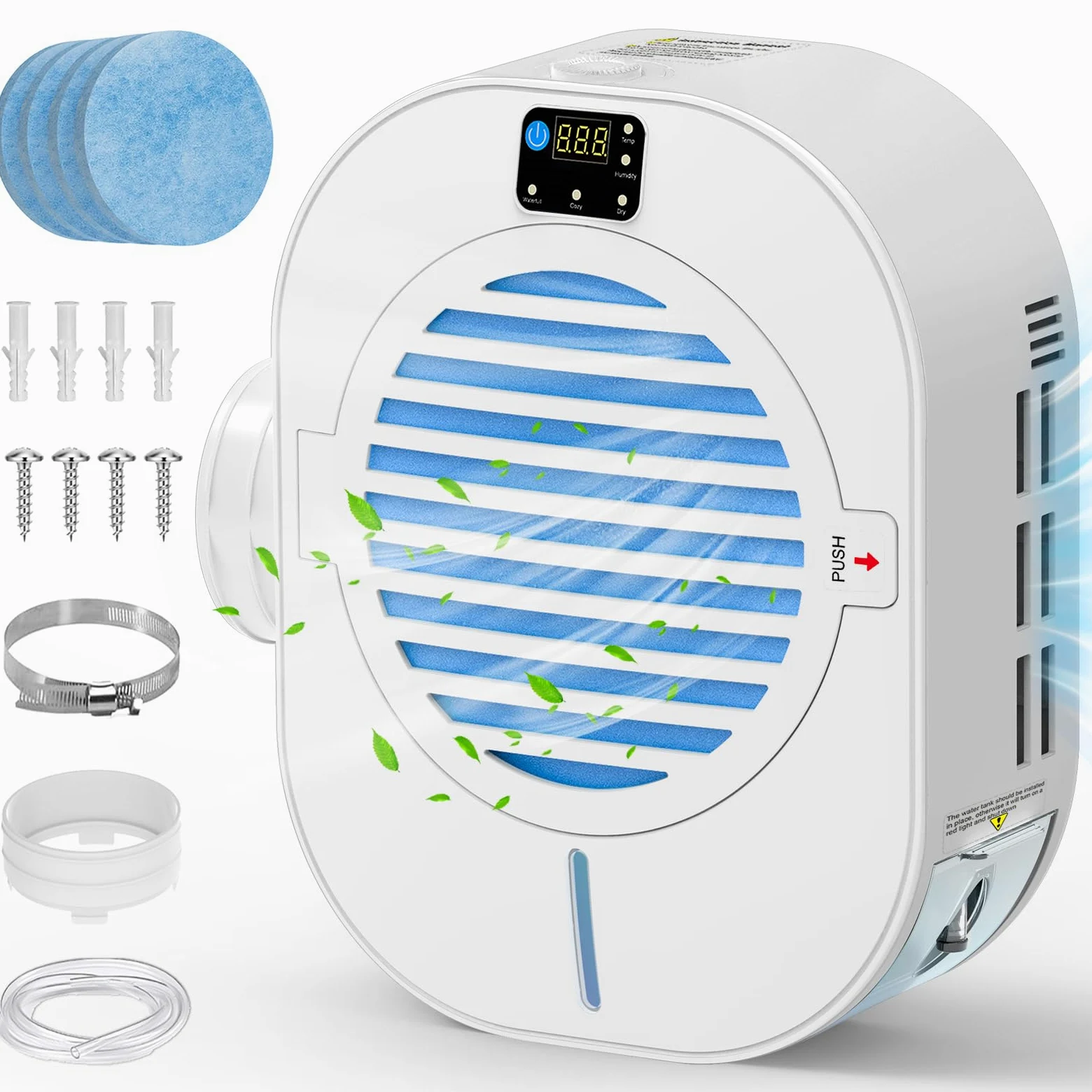 Kiss Core Ventilación 4 en 1 para secadora de interior con deshumidificador para proteger muebles | Kit de secadora eléctrica, trampa de pelusa, pantalla inteligente de temperatura y humedad, apartamentos, sótanos, garajes