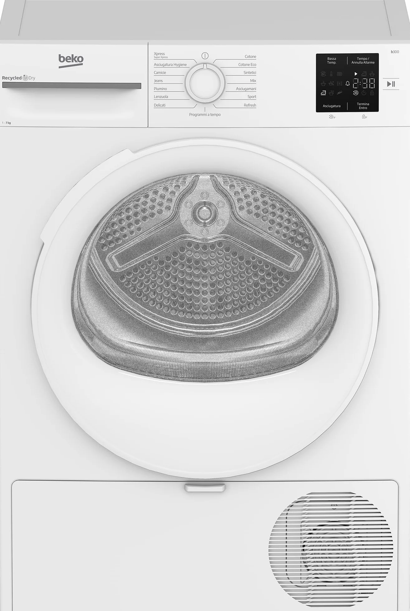 Beko BMT73EW - Secadora de ropa independiente, 7 kg, clase D, pantalla digital, 12 programas, Steam Therapy, motor de 10 años, color blanco - 84,6 x 59,8 x 54,5 cm (alto x ancho x profundidad)