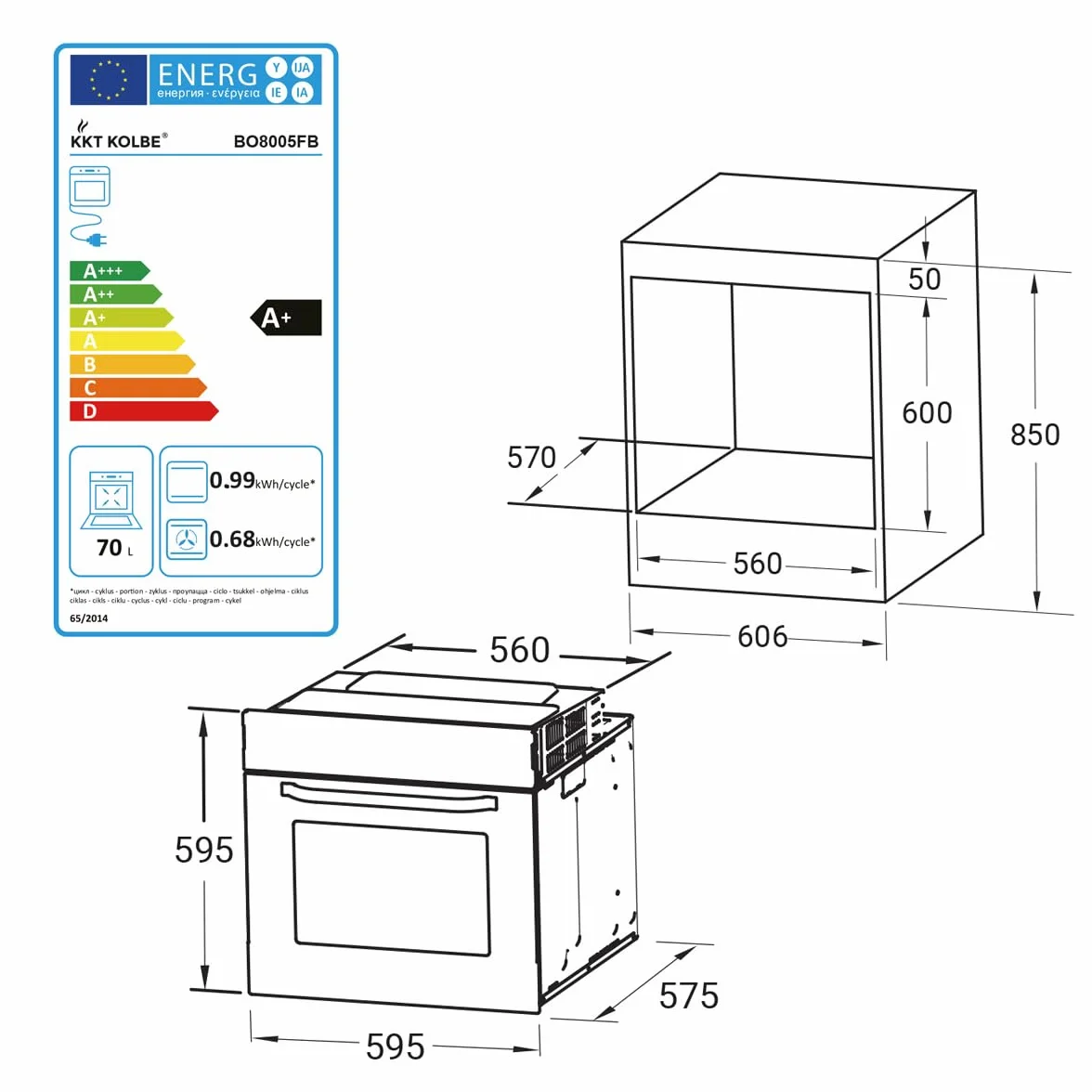 KKT KOLBE Juego de cocina autosuficiente | 60 cm horno empotrado negro BO8005FB | 59 cm placa de inducción IH85900ED | parrilla de aire caliente | temporizador | acristalamiento de protección térmica