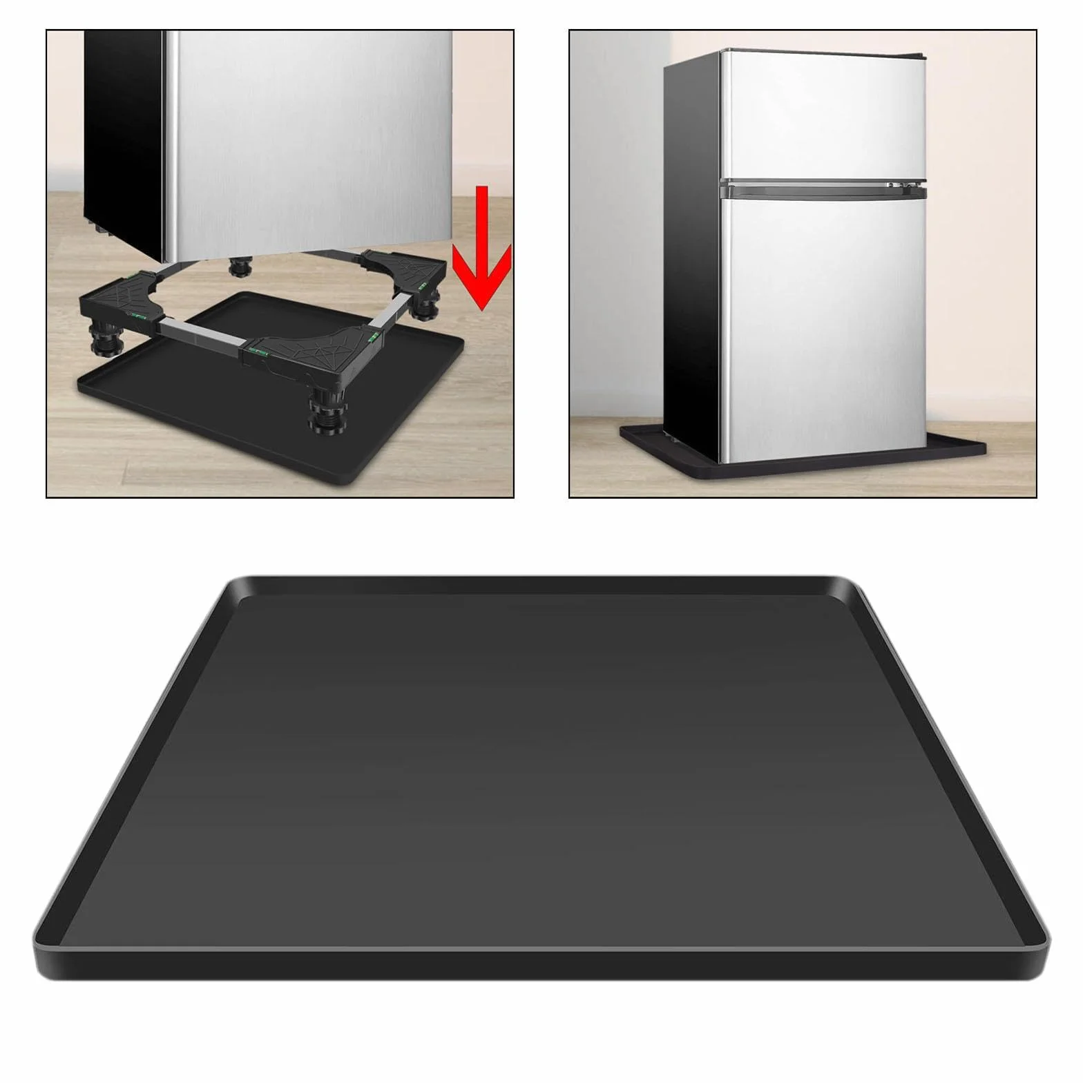 Bandeja de Goteo de Silicona para Refrigeradores Mejorada para Evitar Derrames, NEGRO, 60x50cm