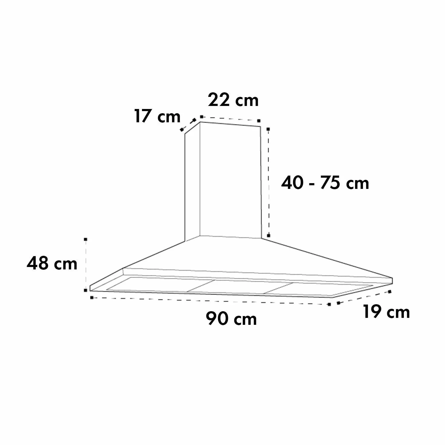 Klarstein Zugspitze 90 Campana extractora - Extractor de pared, Extractor de humos, 65 W, Absorción de 310m³/h, Ventilación y absorción, Iluminación LED de la cocina, Filtro de grasa, Negro
