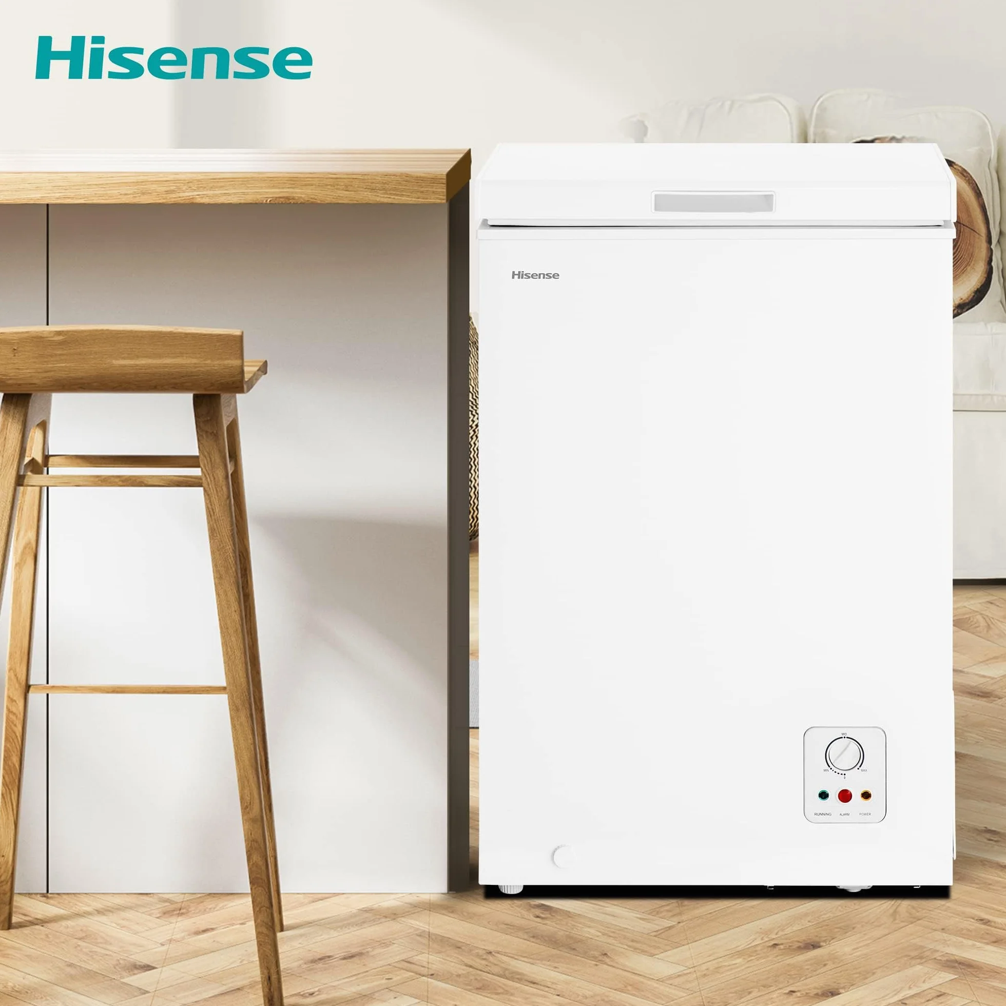 Hisense MCF95E – Congelador Baúl Capacidad 95 L, Silenciador 40 dB, Blanco, 54,6 x 47,9 x 85,4 cm