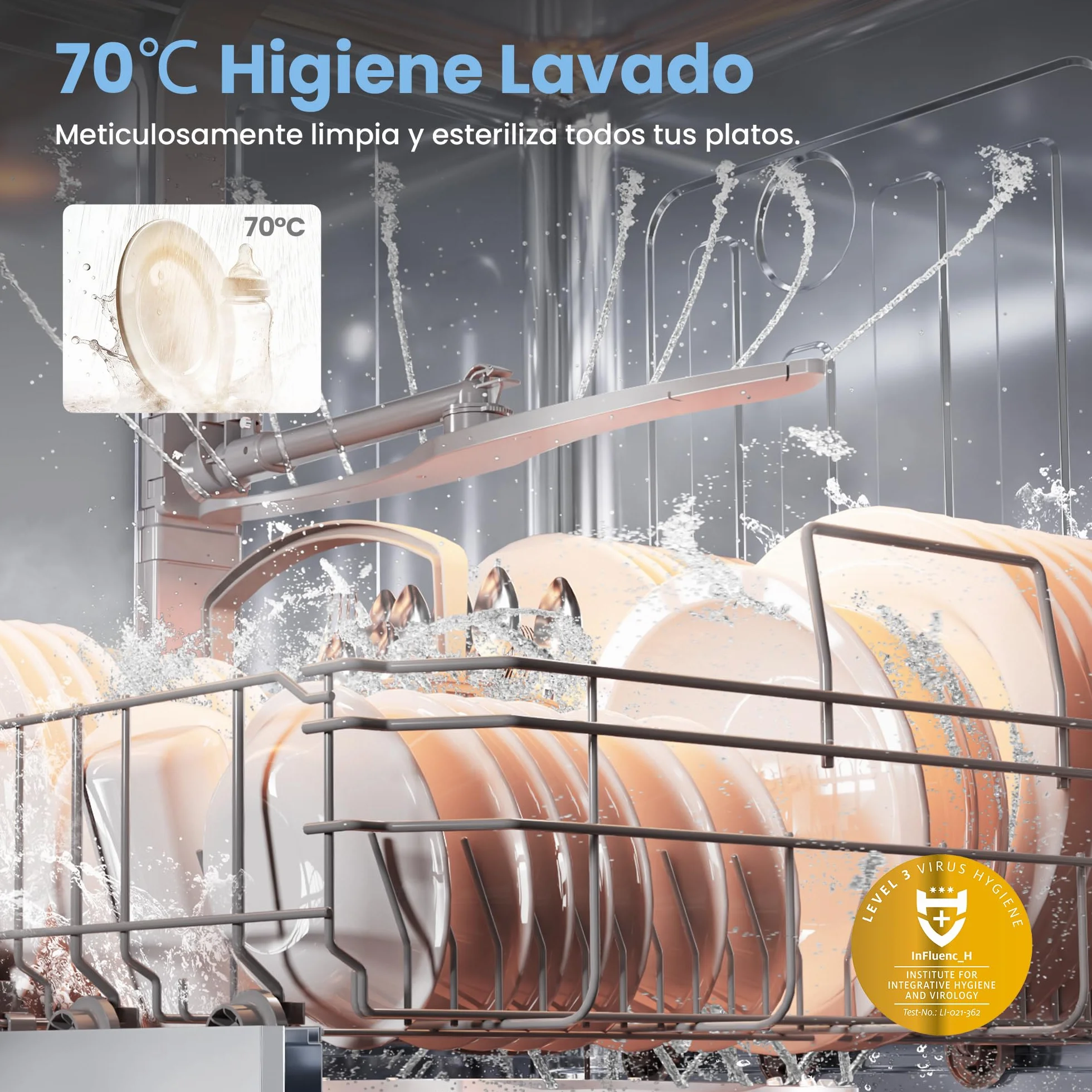 COMFEE' CDWPF1201PW-WE-EU Lavavajillas Libre Instalación 60cm 12 Cubiertos 8 Programas 70°C Lavado Higiénico WiFi IOT Cloud Wash Blanco
