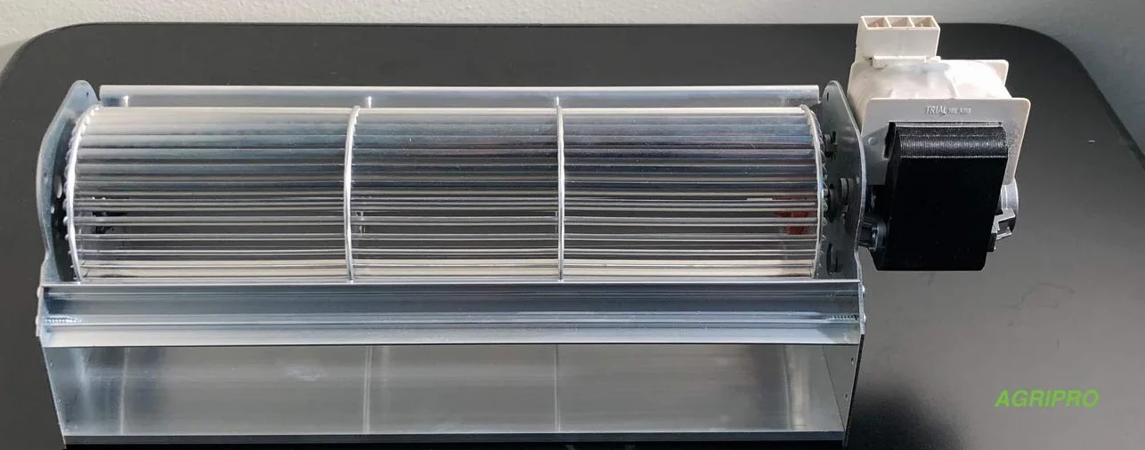 AGRIPRO Ventilador tangencial Trial 8A130B-001 DN 80 Ventilador 30 cm Motor derecho Extraflame para estufas (incluyendo estufas de pellets y otras con las mismas medidas)