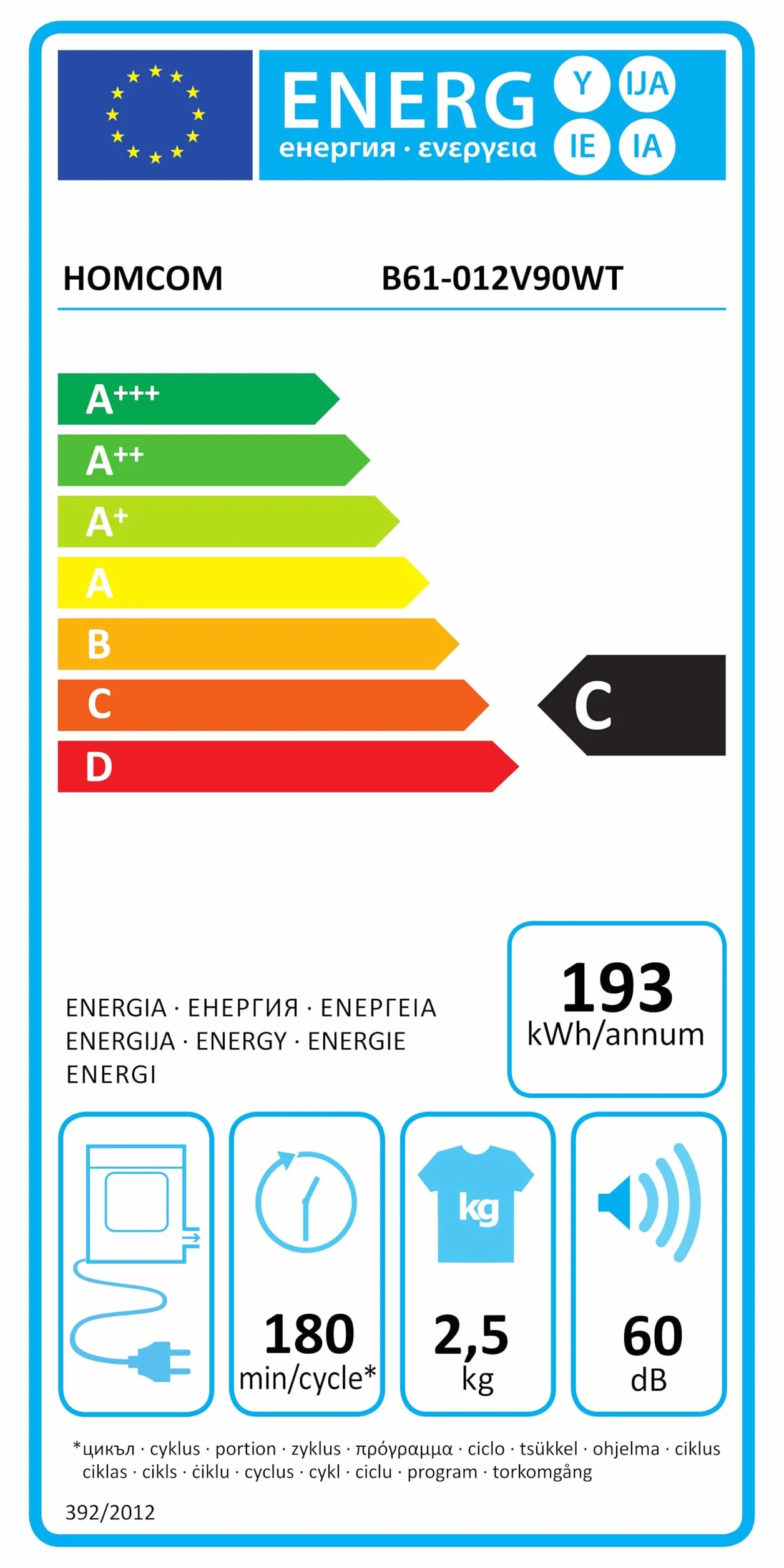 HOMCOM Secadora compacta secadora eléctrica 800 W 4 Kg con 5 modos de secado, depósito de acero inoxidable, carga frontal, para pisos, casas, autocaravanas, blanco