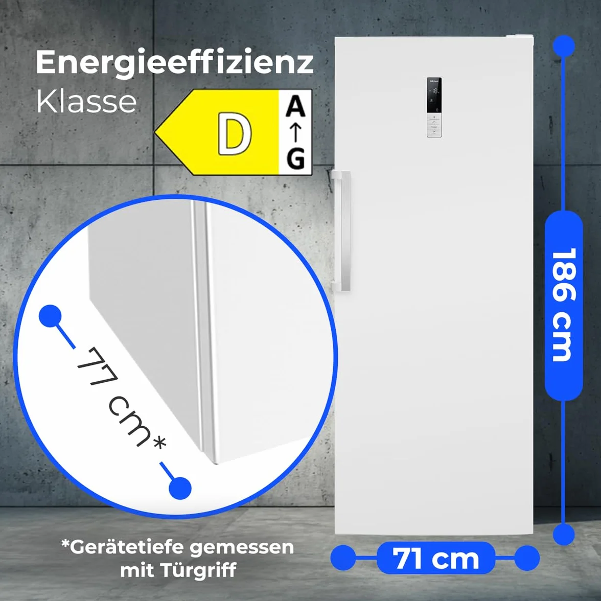 Congelador Bomann® NoFrost - 70 cm de ancho - 2 en 1 - convertible a refrigerador - 186 cm de alto - Clase energética D - Congelador - 5 cajones y 2 compartimentos - - Capacidad de 380 L - GSVS 7365