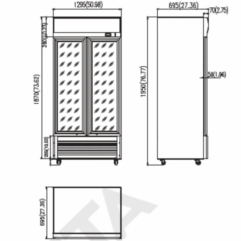 Armario para bebidas genérico 2 puertas acristaladas - 880L - Temperatura 2-8°C - Iluminación LED - Doble acristalamiento - Ruedas - Cierre automático - Canopy Luminoso Publicitario - Negro - 230V