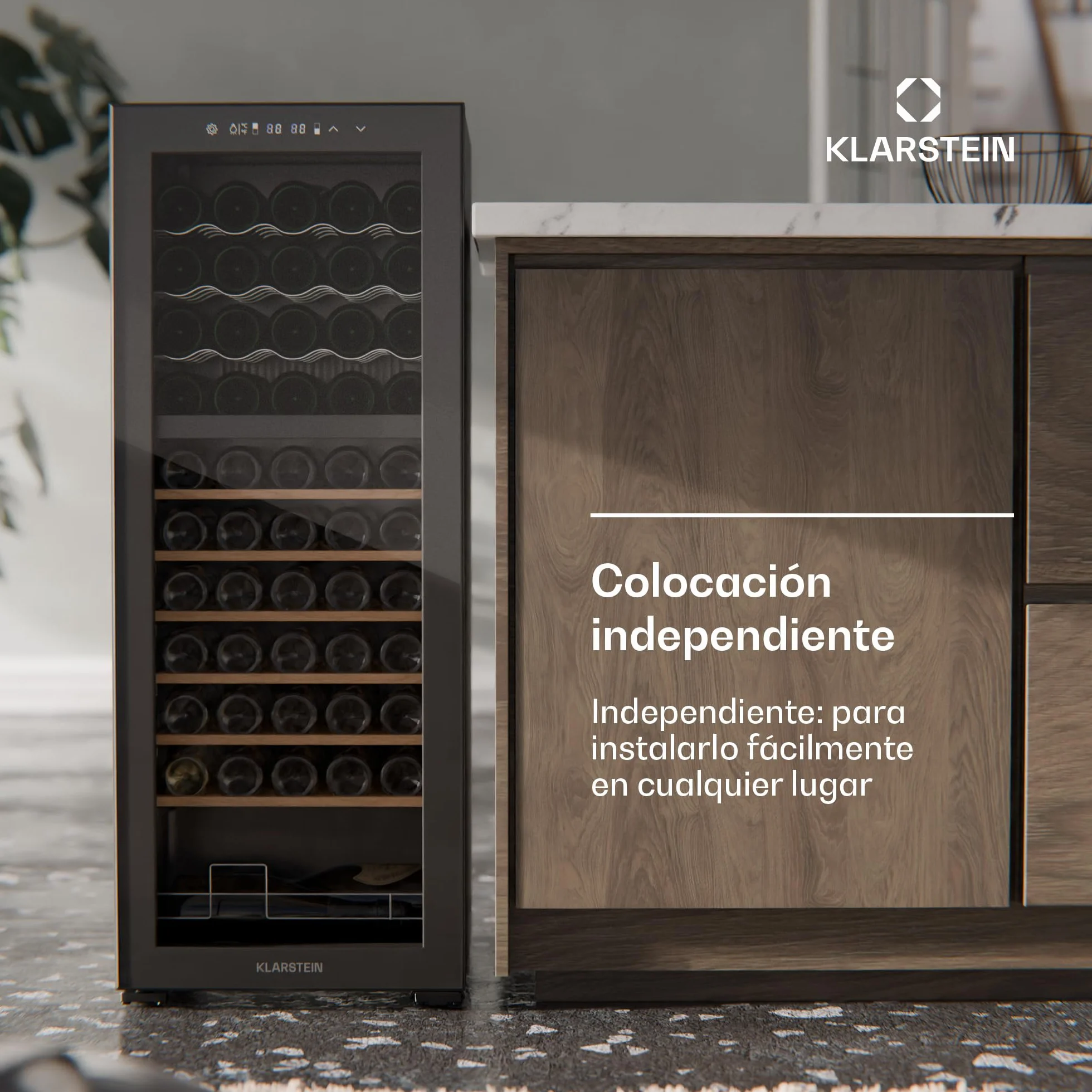 Klarstein Bovella 55 duo+ vinoteca - 55 botellas, 2 zonas, 5-18°c, control táctil, iluminación led, protección uv, independiente, nevera vinos
