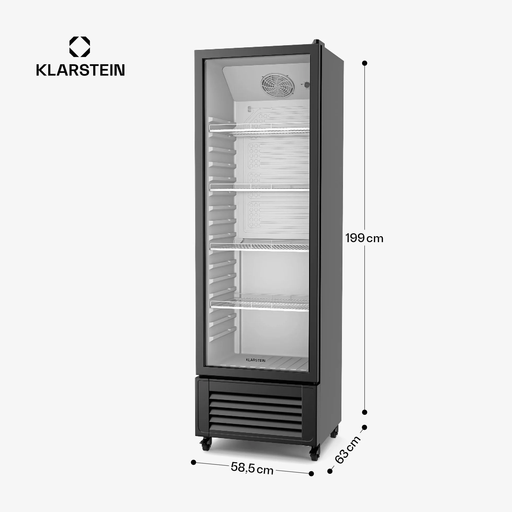 KLARSTEIN GrandCooler 306L Nevera Para Bebidas - Frigorífico para Bebidas con Puerta de Doble Acristalamiento, Iluminación Led, Termostato Mecánico, Ruedas Giratorias, 0-10°C