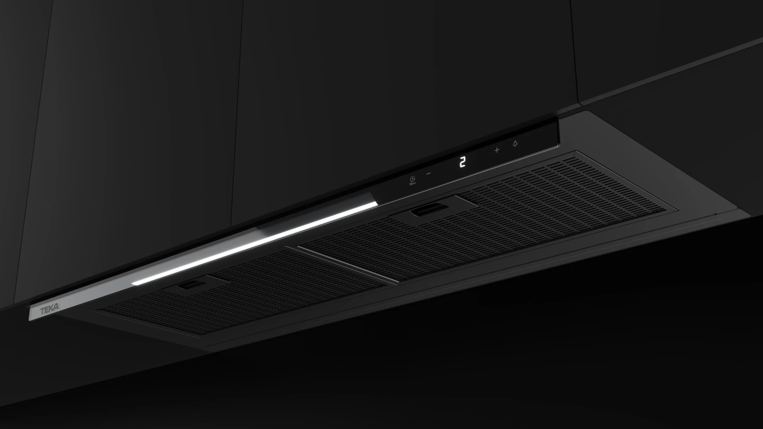 TEKA Campana Extractora Integrada 90 cm, 3 Velocidades + 1 Intensiva, Motor EcoPower, Iluminación LED, Filtros Metálicos, Recirculación, Clase Energética A+, Integra GFI 97350 EOS BK