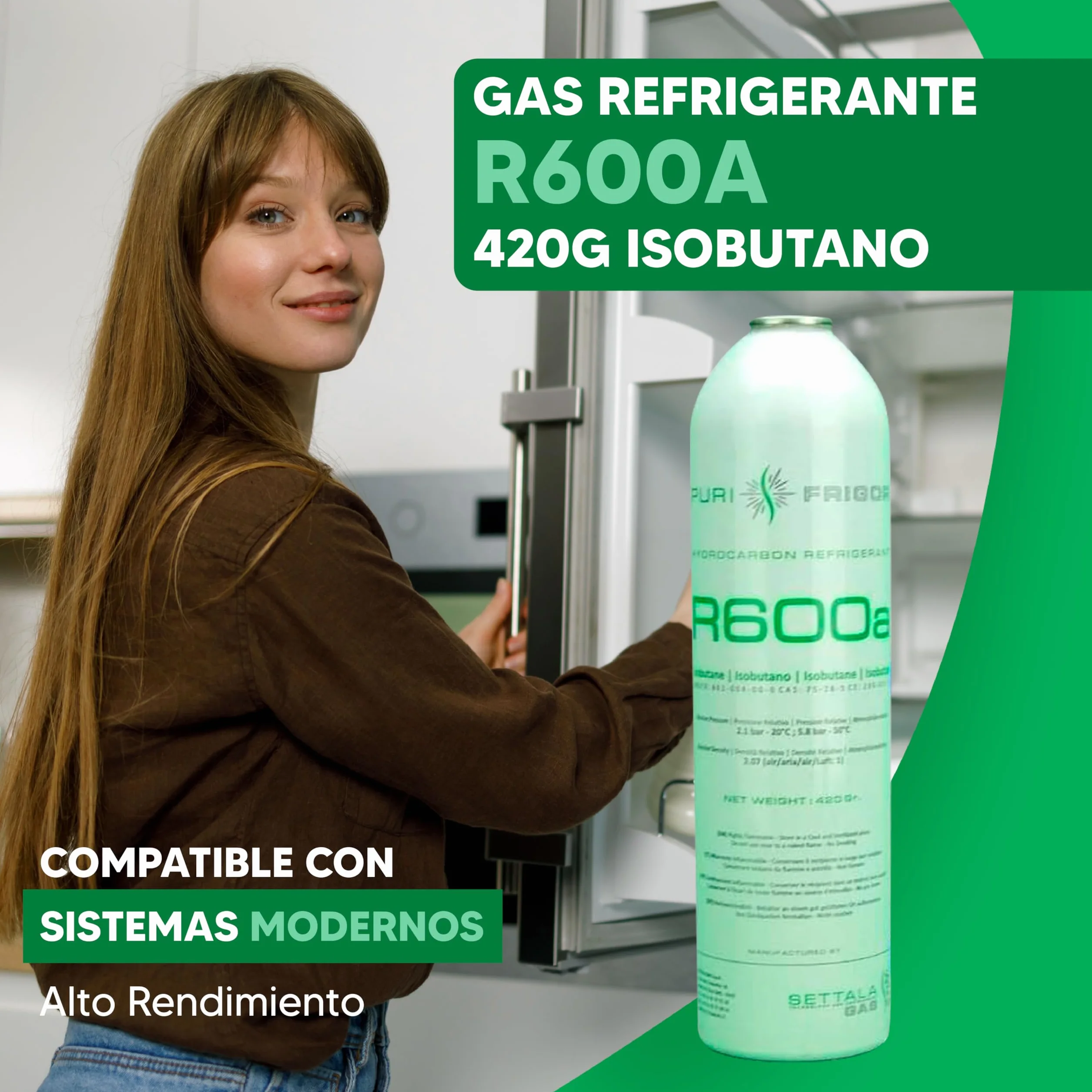 REPORSHOP - Kit Recarga Refrigerante - 1 Botella de 420 g Gas Refrigerante R600a - Válvula Servicio - Compatible con Frigoríficos, Armarios Fríos, Botelleros, Freezer - Herramientas Frigorista