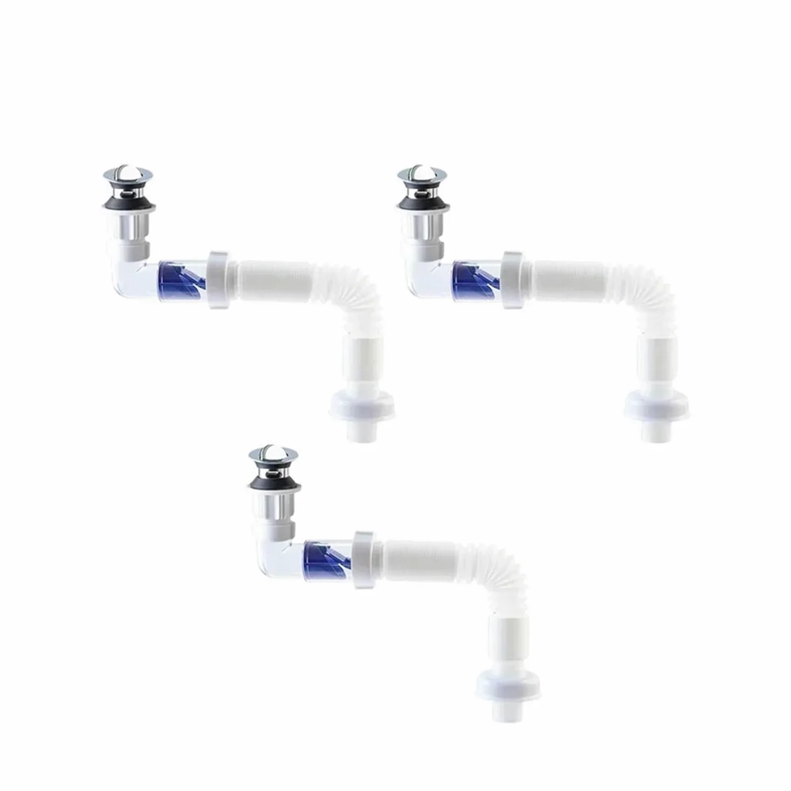 Manguera De Drenaje For Fregadero De Cocina, Aislamiento De Olores, Lavabo, Lavabo, Accesorios Universales For Tuberías De Drenaje Horizontal Y Vertical(White-3PCS)