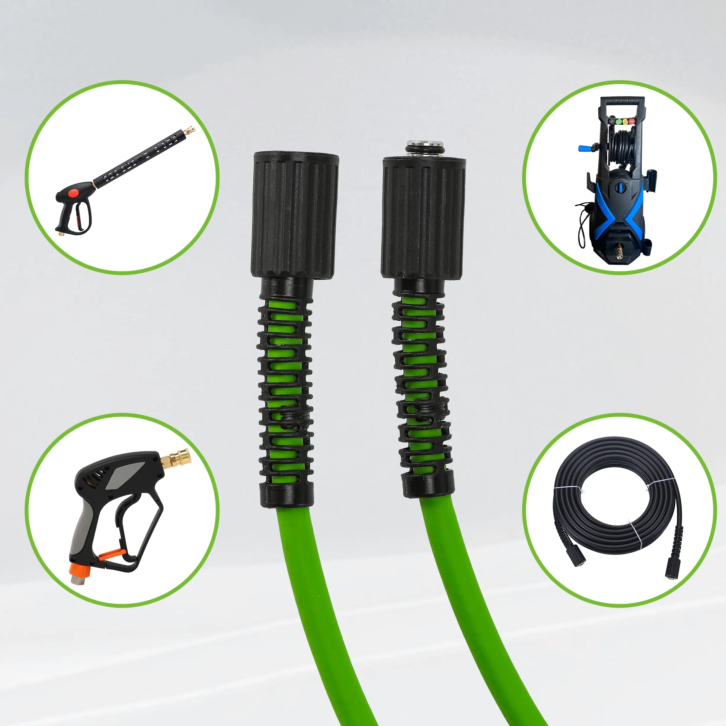 PWACCS Manguera de lavado a presión para lavadora eléctrica, manguera de extensión de lavado a presión resistente a torceduras de 3600 PSI, 50 pies x 1/4 pulgadas, manguera de lavado eléctrica
