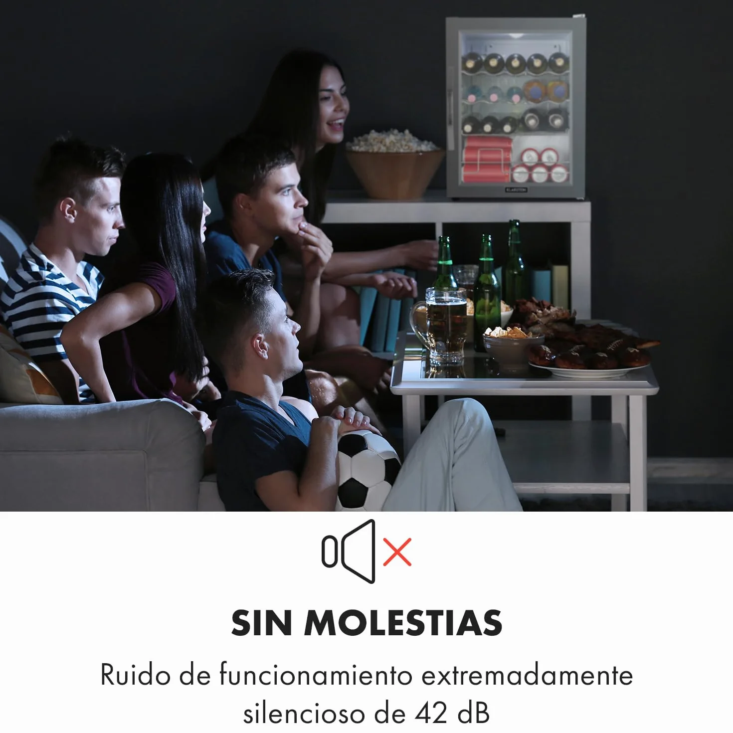 KLARSTEIN Nevera Pequeña Portatil Electrica para Bebidas, Mini Frigorifico con Estantes y Puerta de Cristal Habitaciones, 60L
