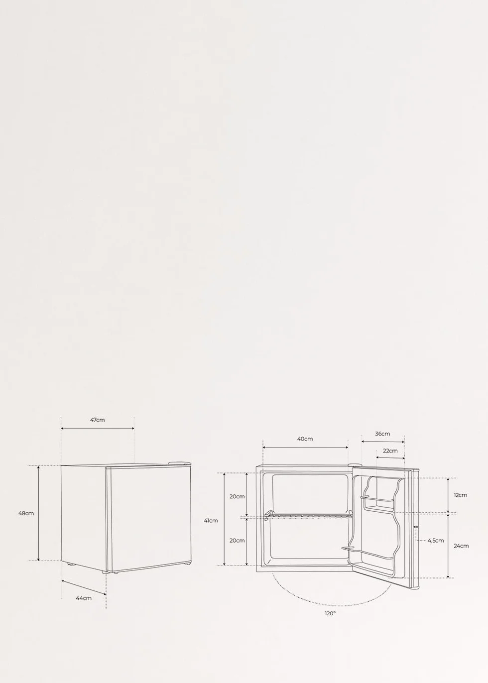 CREATE / FRIDGE MINIBAR/Nevera mini bar Negro/Bajo Consumo, Puerta Reversible, 43L de Capacidad, 65W