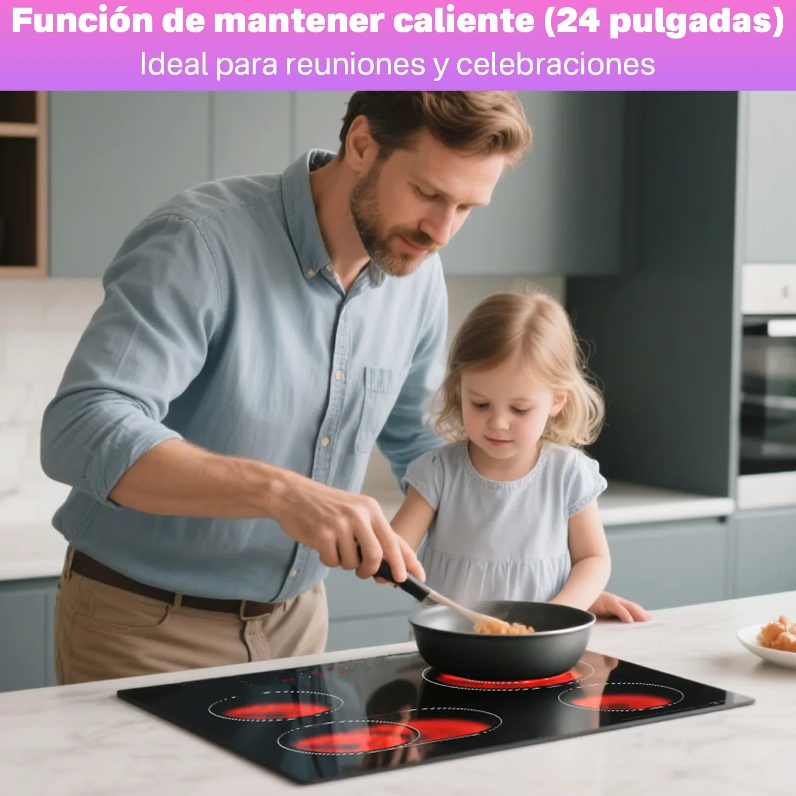 Placa Vitrocerámica 60cm Empotrable 4 Zonas 6700W Dual Ring