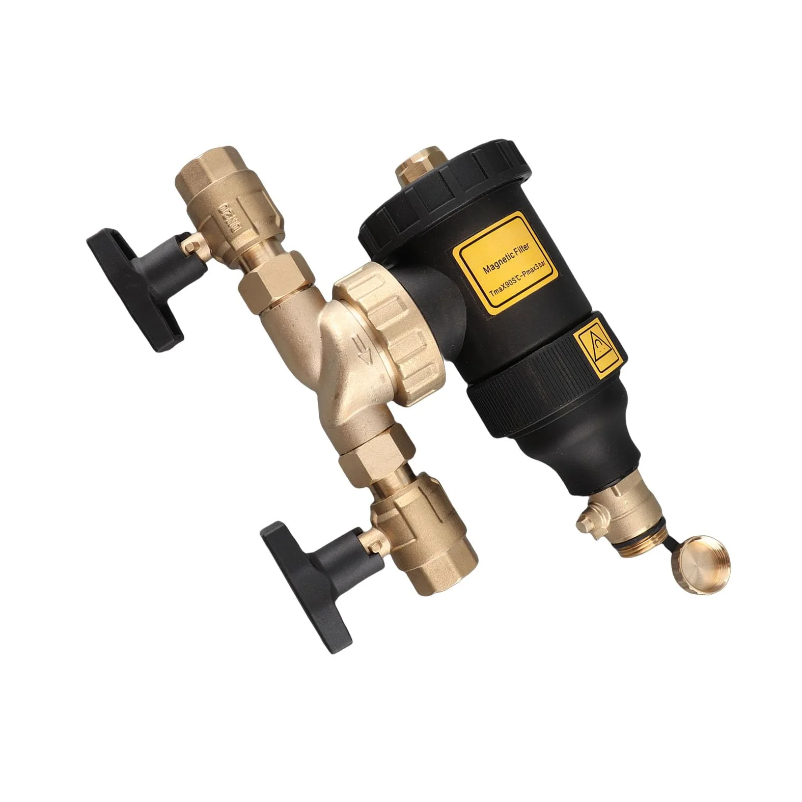 Filtro Magnético para Caldera, Conector de Latón de 3/4 de Pulgada, Filtro de Precisión de Filtrado de 5 M con Divisor Magnético y Válvula de Drenaje de Manguera, Ideal para Sistemas de