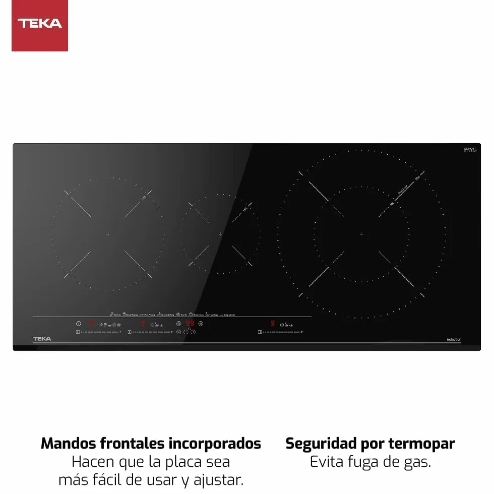 TEKA Placa de Inducción 90 cm, 3 Zonas, Control Táctil MultiSlider, Power Plus, Stop & Go, Zona Paellera XL, Modelo IZC 93320 MST