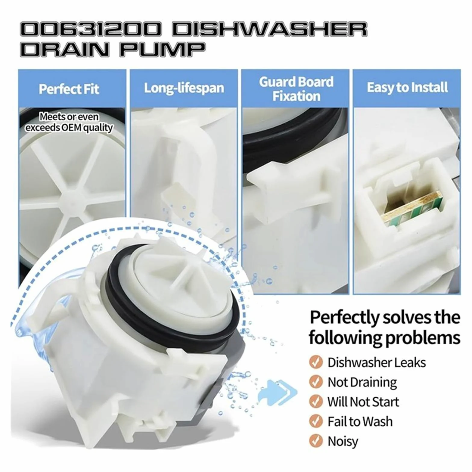 Compatible Con El Conjunto De Motor De La Bomba De Desagüe Del Lavavajillas A99G-10X 00631200. Pieza De Repuesto For La Bomba De Desagüe Del Lavavajillas: PS11704799 AP5972147.