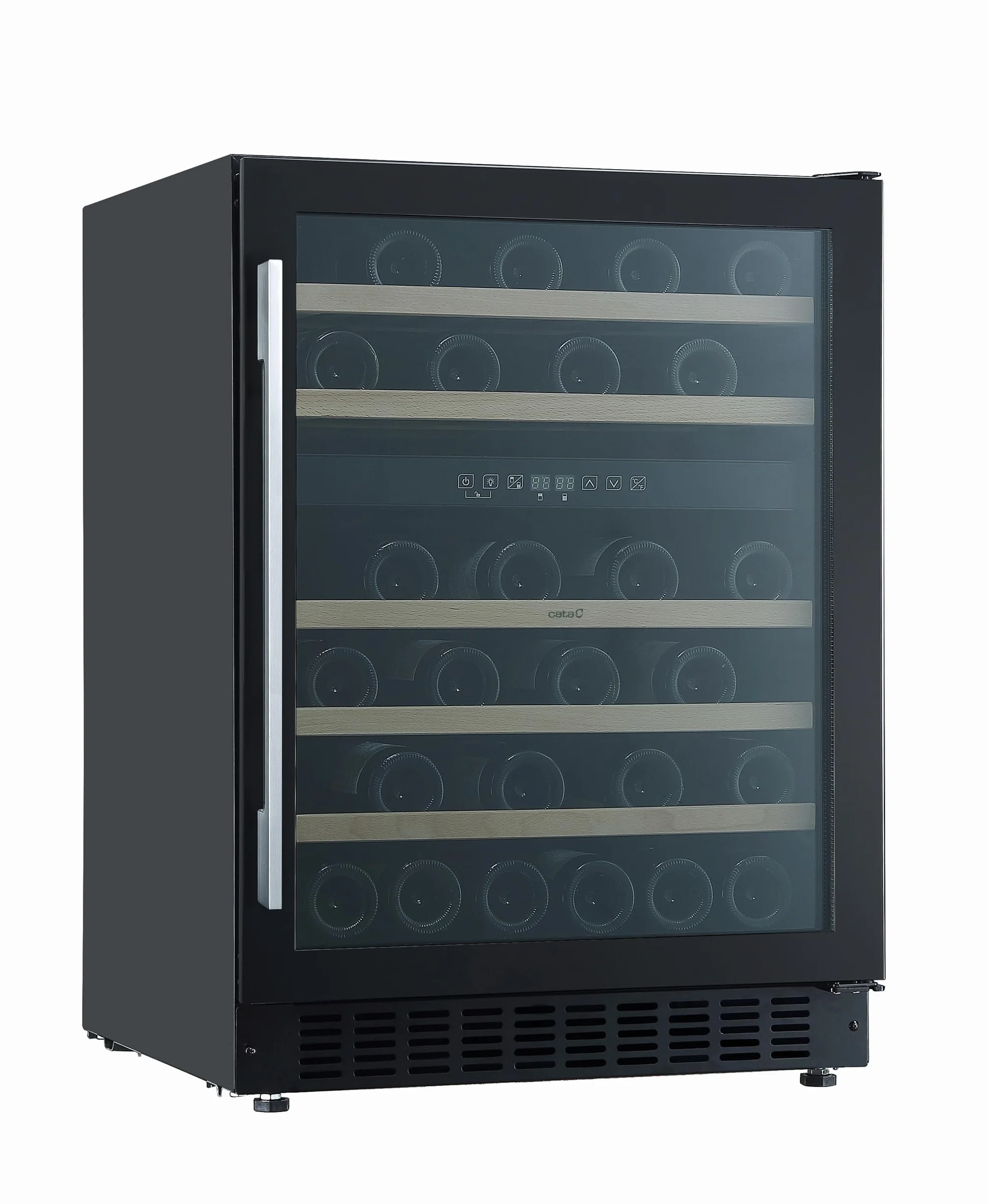 Cata Vinoteca VI 59082 BK No Frost Capacidad 46 Botellas Control Electrónico de Temperatura Panel Touch Control Digital Luz Interior LED Puerta Reversible Ventilación Interna Ancho 59,5 cm Color Negro