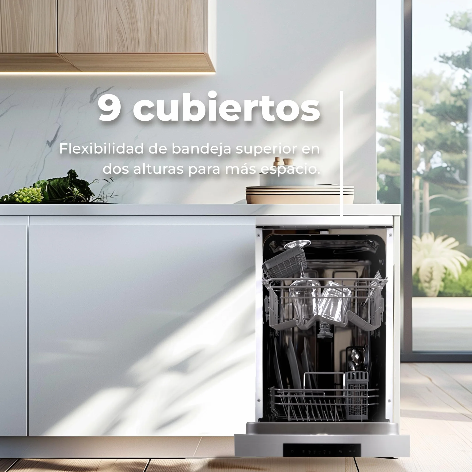EVVO Lavavajillas estrecho 45 cm 9 Cubiertos Modelo D1 Slim Blanco