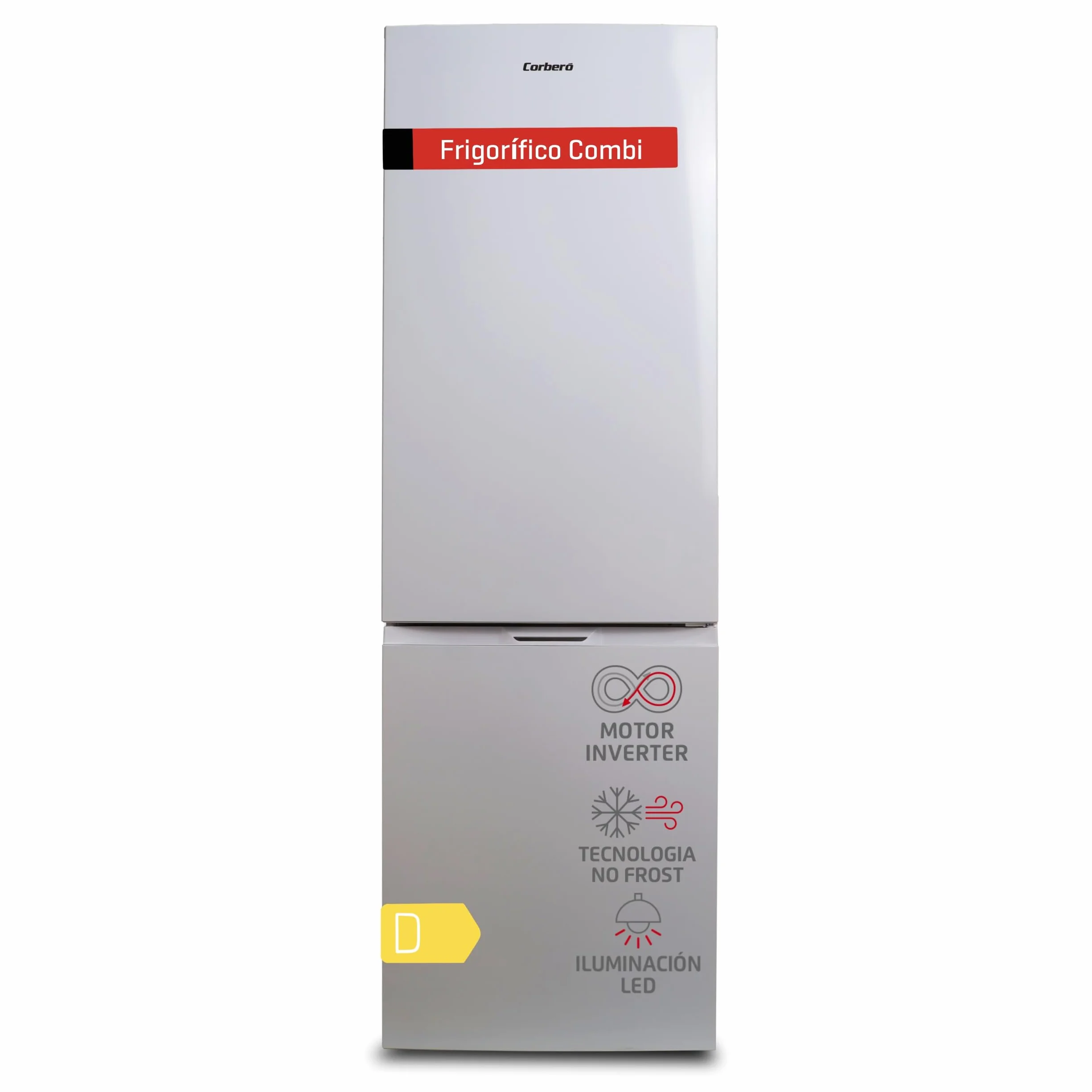 Corbero - Frigorífico Combi | CCH324EW | No Frost | 293L | 186 cm | Cajón Crisper | Estantes de cristal ajustables | Hueveras y Cubiteras | Luz Led | Blanco