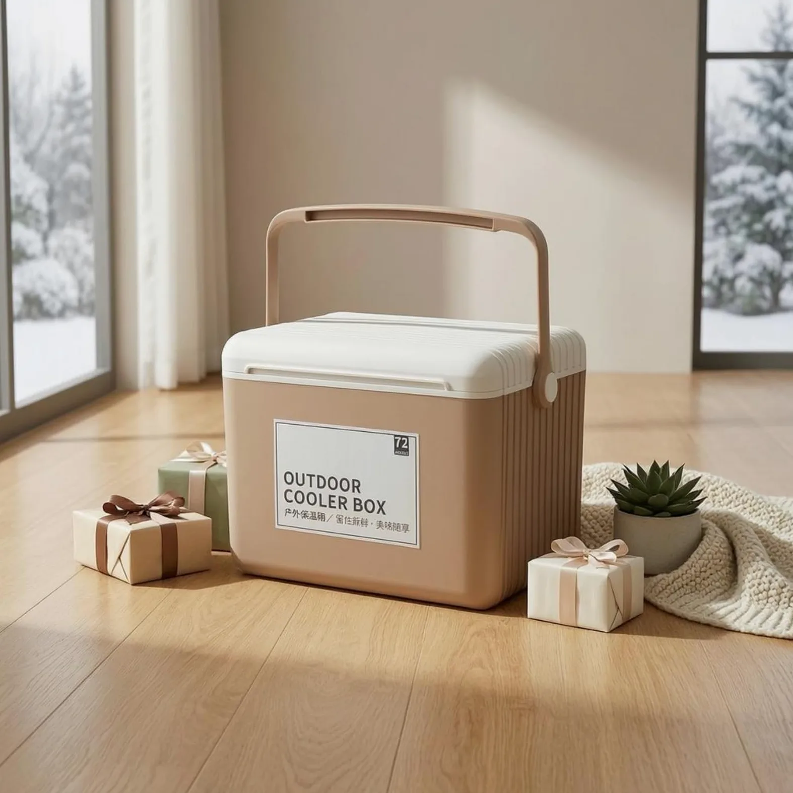 Nevera Portátil Hielera Contenedor Térmico Caja Isotérmica con Cuerpo Rectangular Rígido y Paneles Acanalados Aislamiento para Conservación en Frío