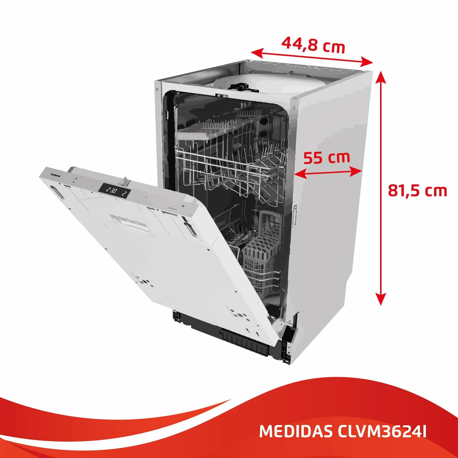 Corberó Lavavajillas 10 Cubiertos CLVM3624I 8 Programas Display LED Blanco